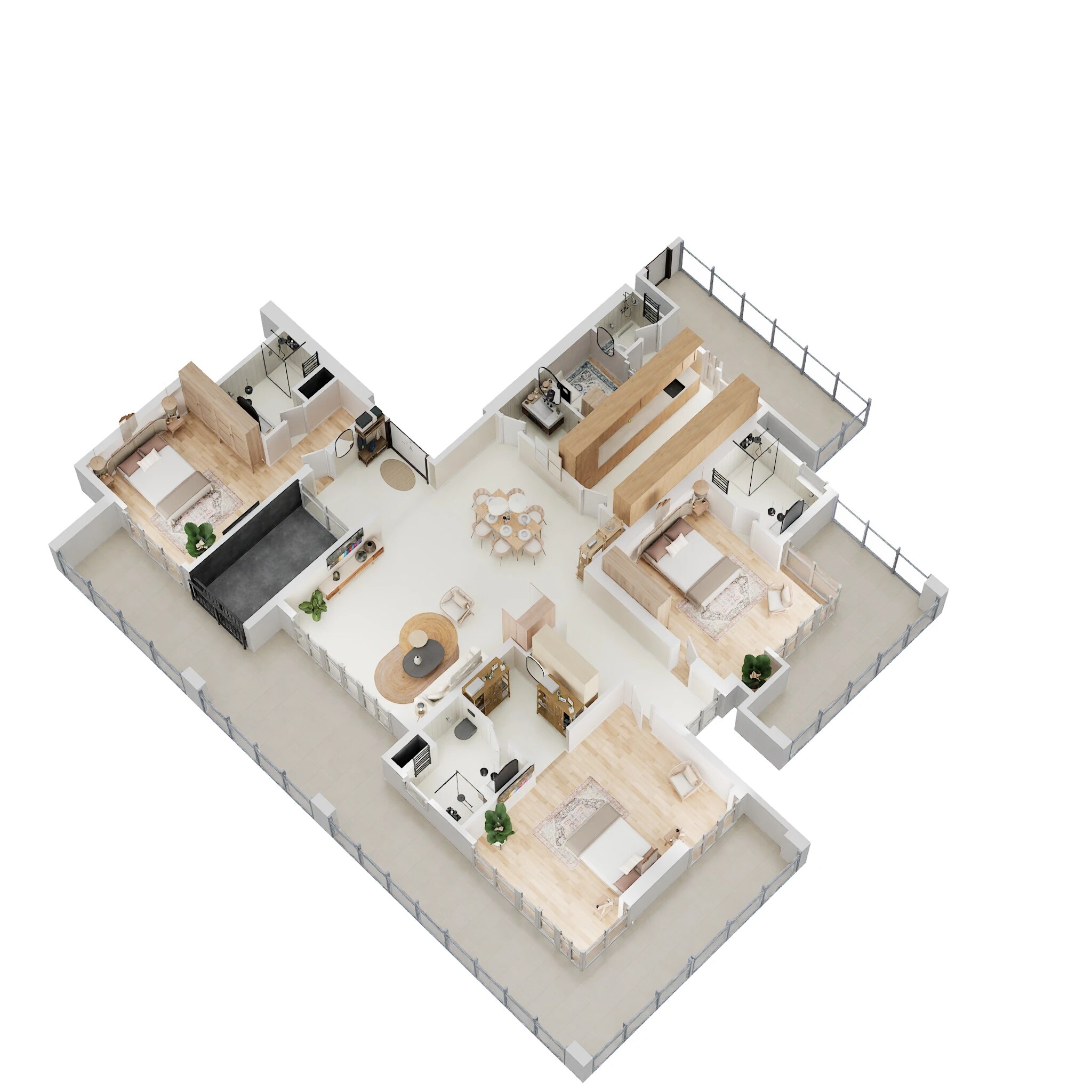 Floor plan of 3 BHK 3440 Sq. Ft. Apartment in Tarc Kailasa, Delhi