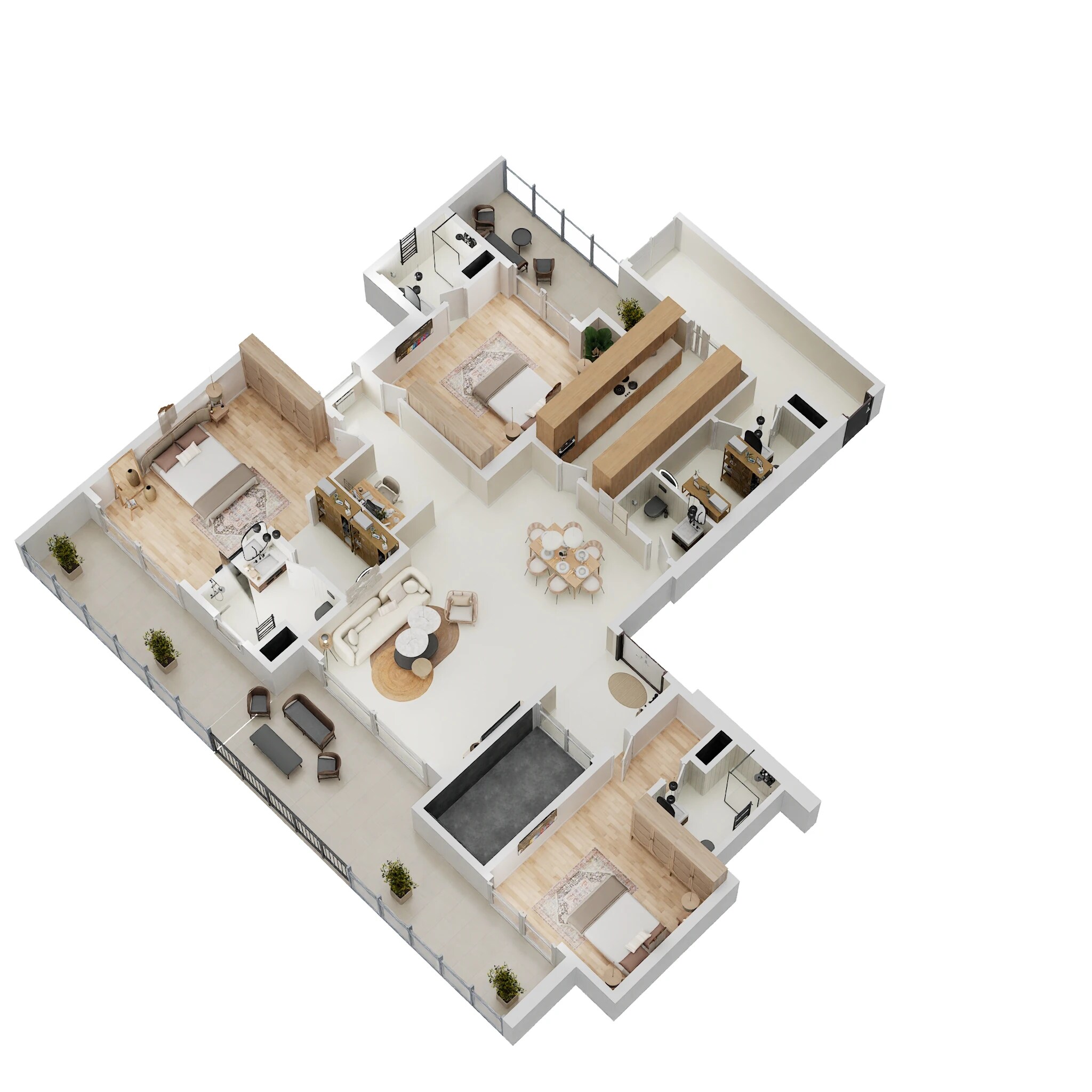 Floor plan of 3 BHK 3685 Sq. Ft. Apartment in Tarc Kailasa, Delhi