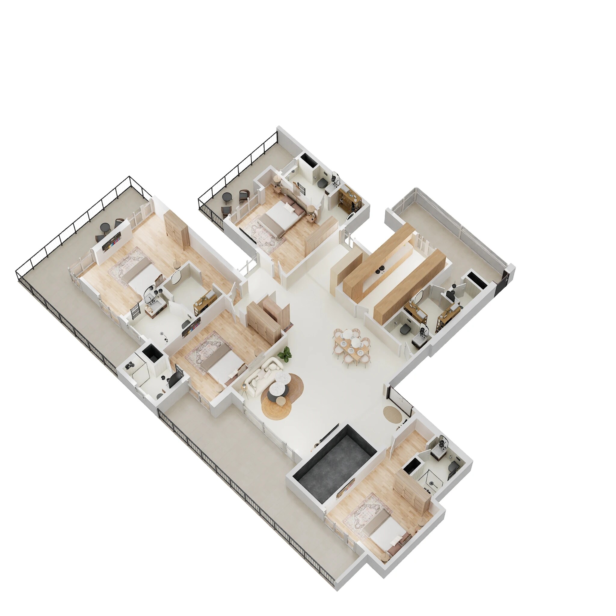Floor plan of 4 BHK 4246 Sq. Ft. Apartment in Tarc Kailasa, Delhi