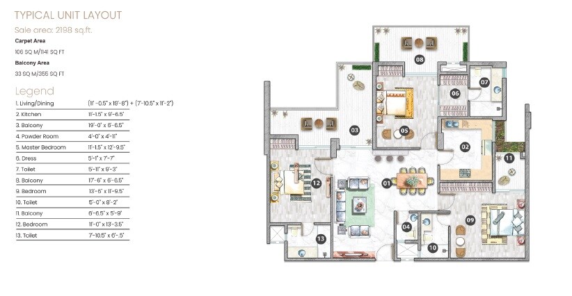 Other, tarc-tripundra 3 Bedroom 2198 Sq.Ft. Apartment In Kapashera Delhi 7333984