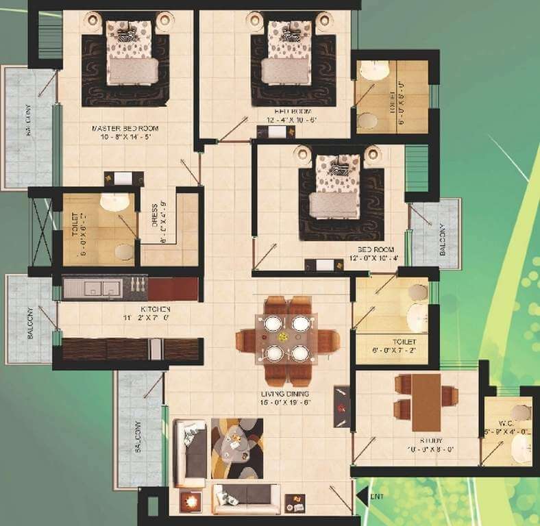 3 BHK 1650 Sq. Ft. Apartment