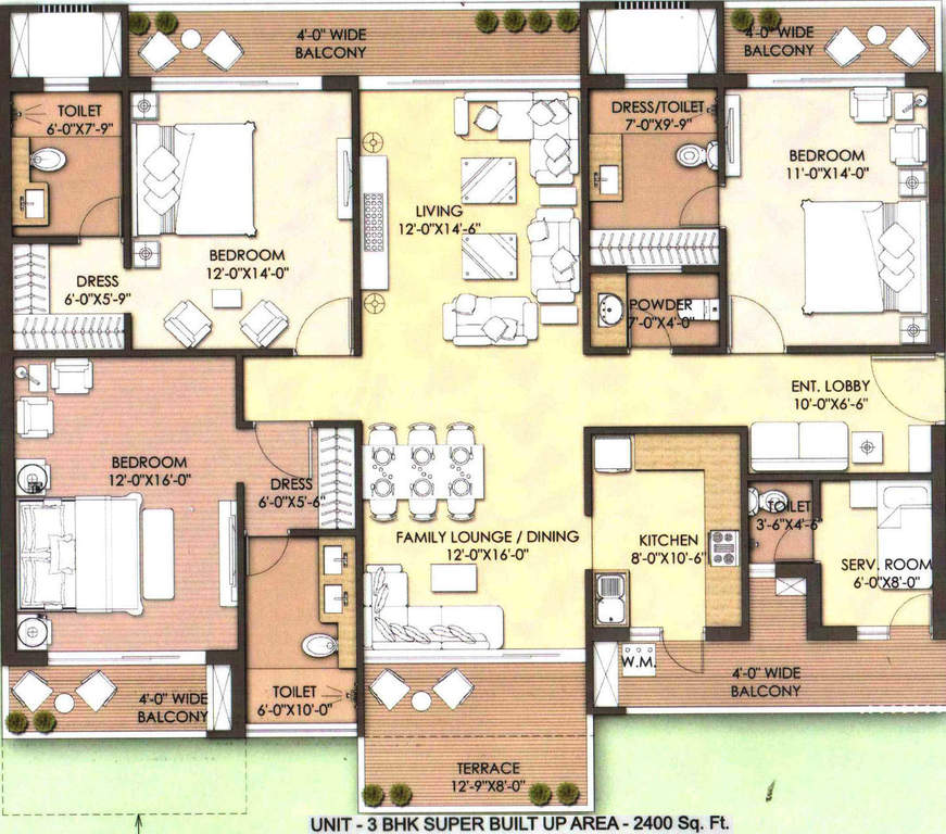 unity group premium residences apartment 3bhk 2400sqft 1