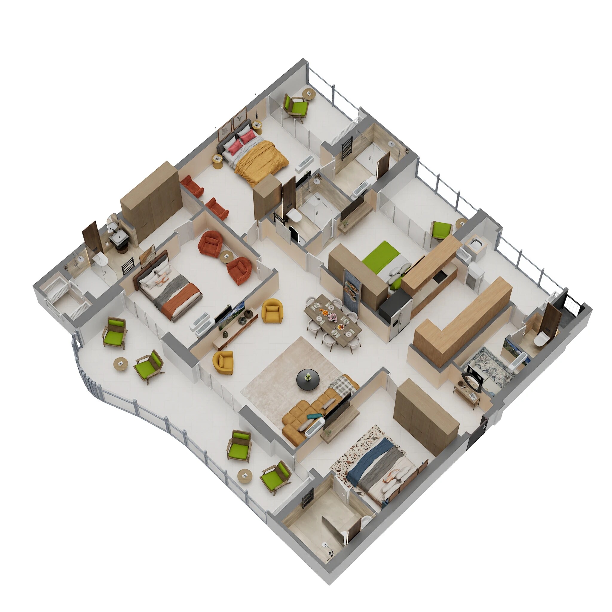 Floor plan of 4 BHK 2618 Sq. Ft. Apartment in Unity The Amaryllis Phase 3, Delhi