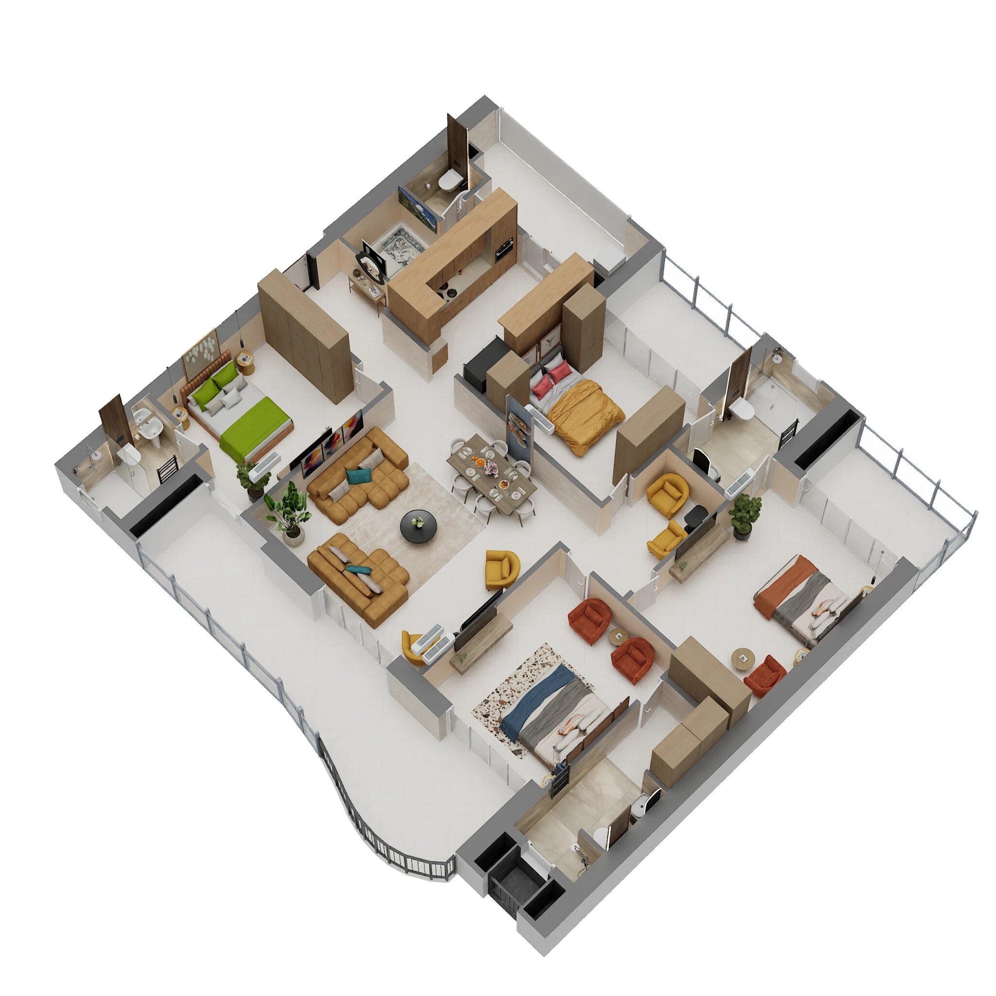 Floor plan of 4 BHK 2701 Sq. Ft. Apartment in Unity The Amaryllis Phase 3, Delhi