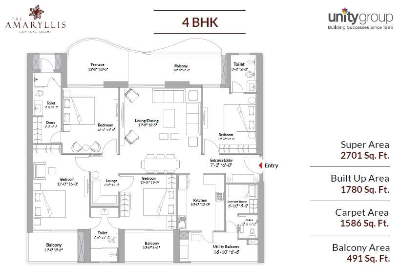 4 BHK 2701 Sq. Ft. Apartment in Unity The Amaryllis Phase 3