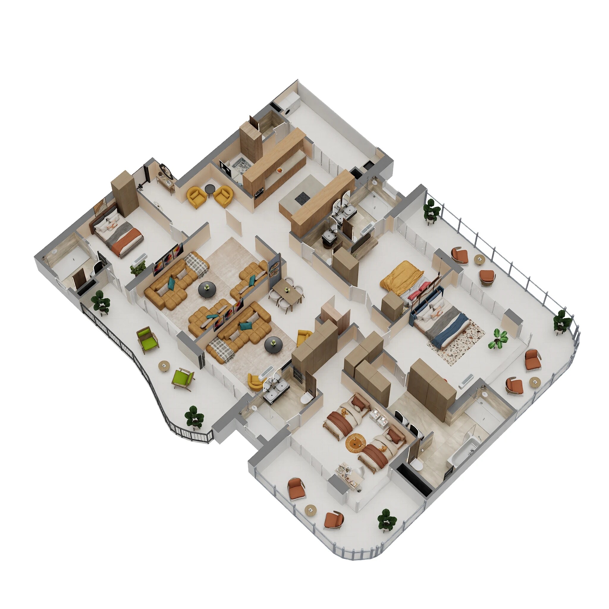 Floor plan of 4 BHK 3740 Sq. Ft. Apartment in Unity The Amaryllis Phase 3, Delhi