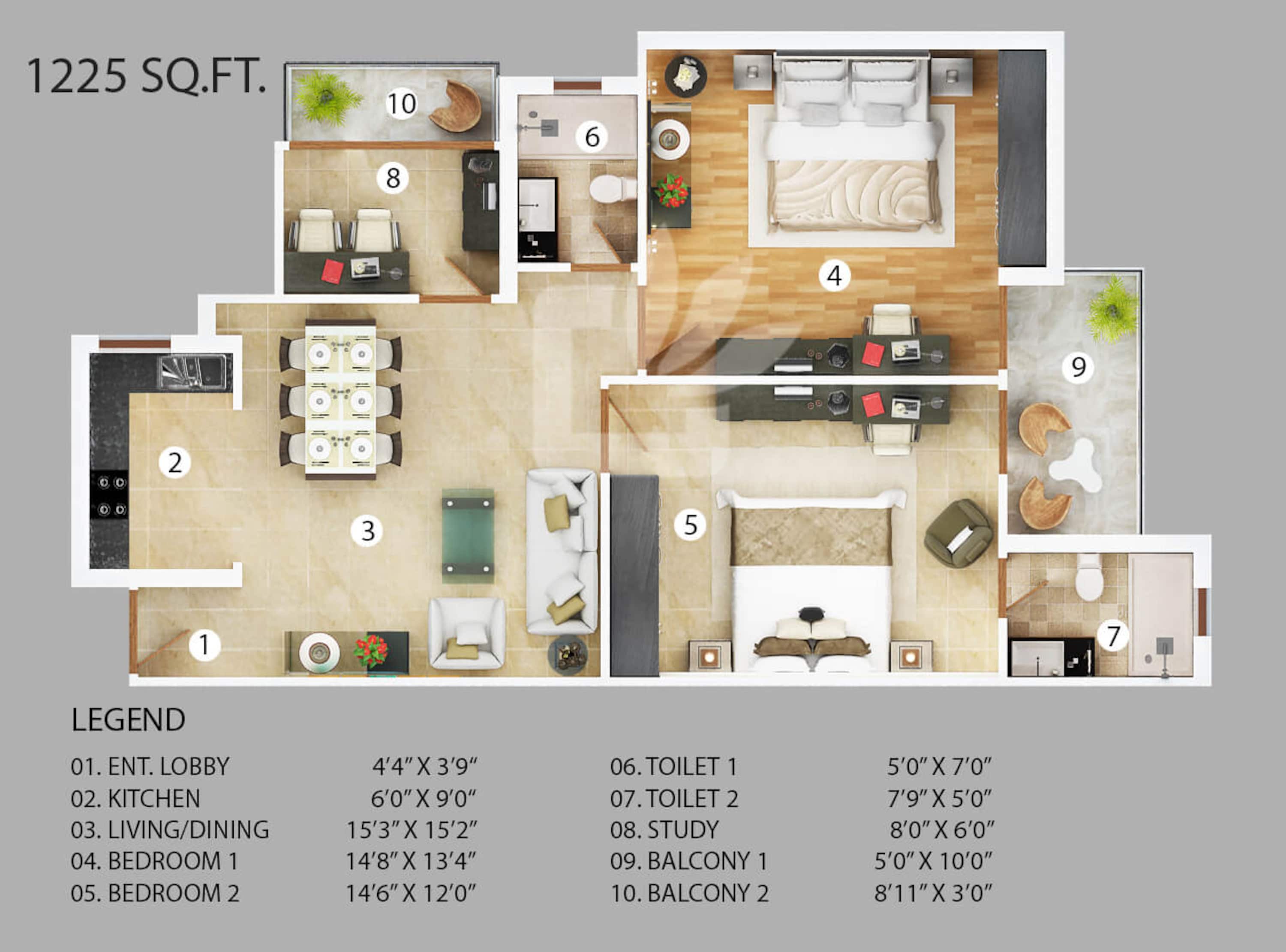 vanshi capital paradiso apartment 2bhk 1225sqft 1