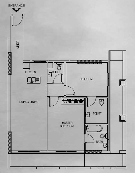 Imperio Al Falak Residence 2 Beds Layout