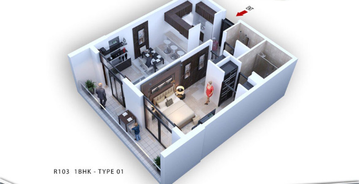 1 Bed 723 Sq. Ft. Apartment