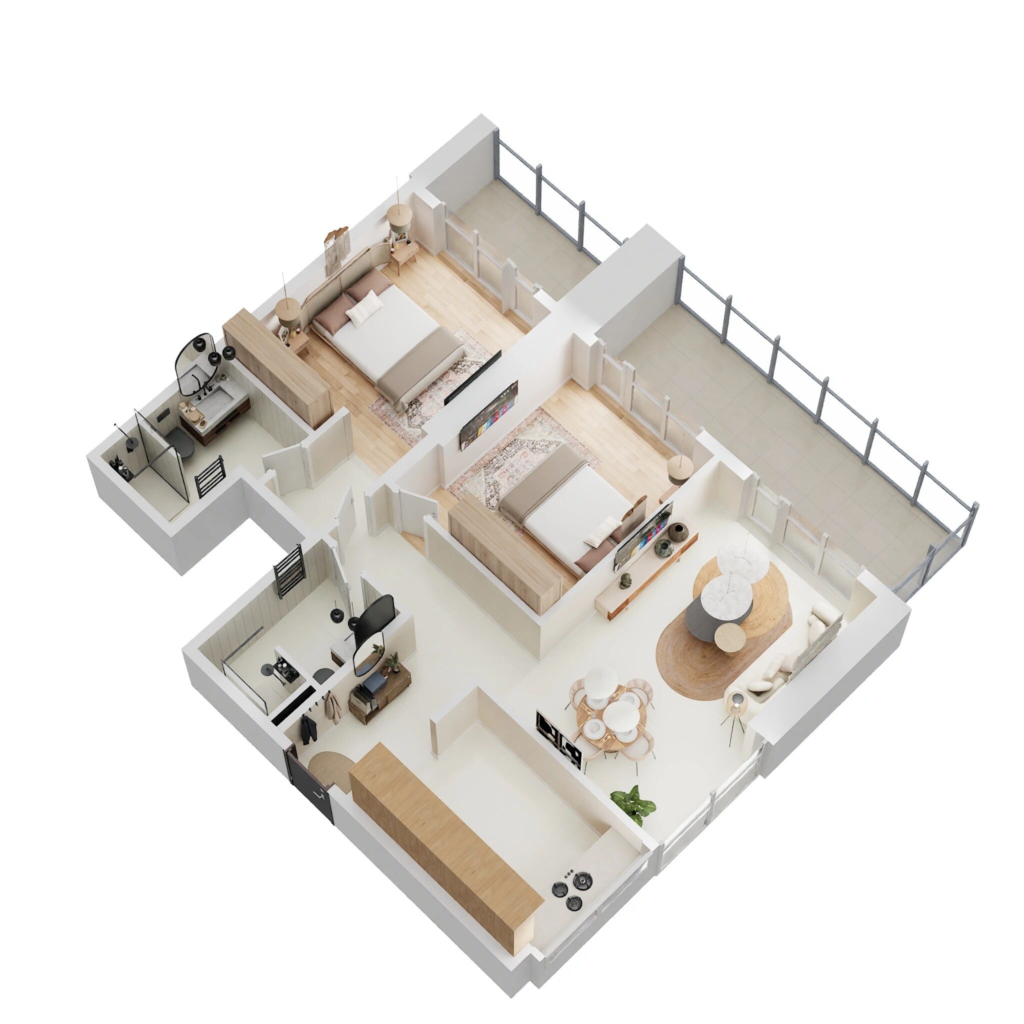 2 Beds 1051 Sq. Ft. Apartment