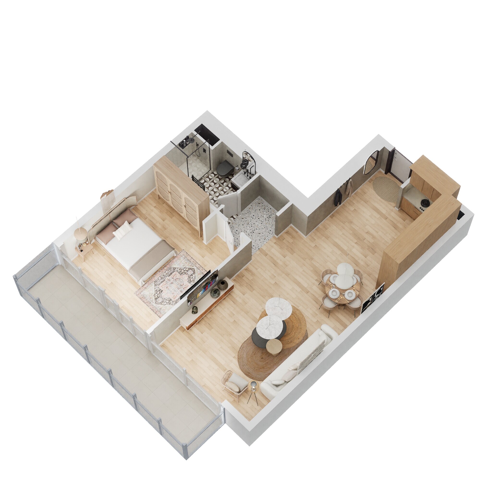 1 Bed 696 Sq. Ft. Apartment