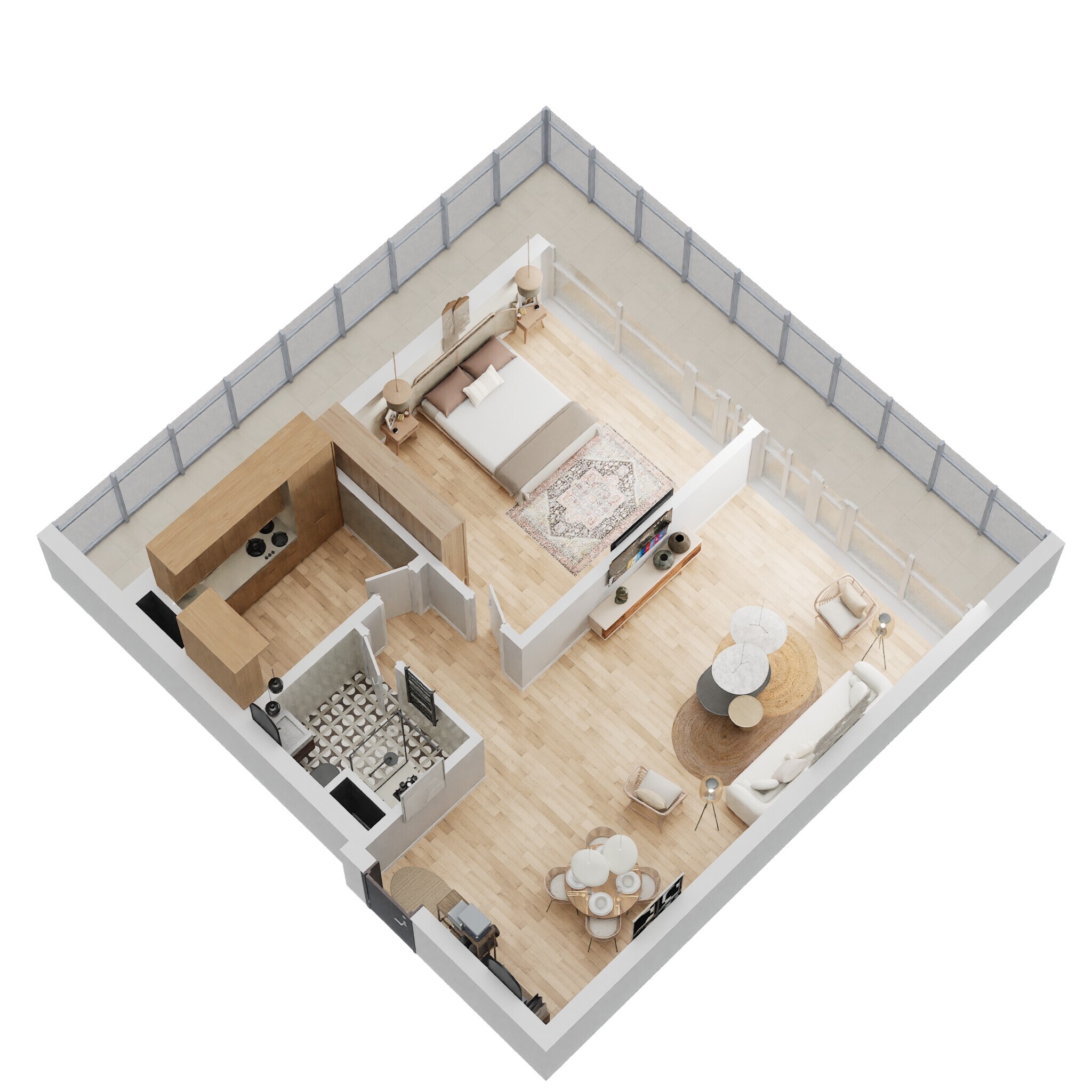 1 Bed 832 Sq. Ft. Apartment