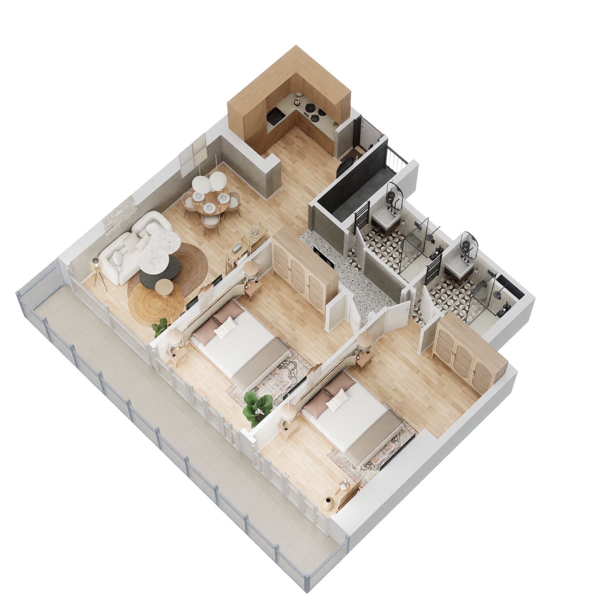 2 Beds 1154 Sq. Ft. Apartment