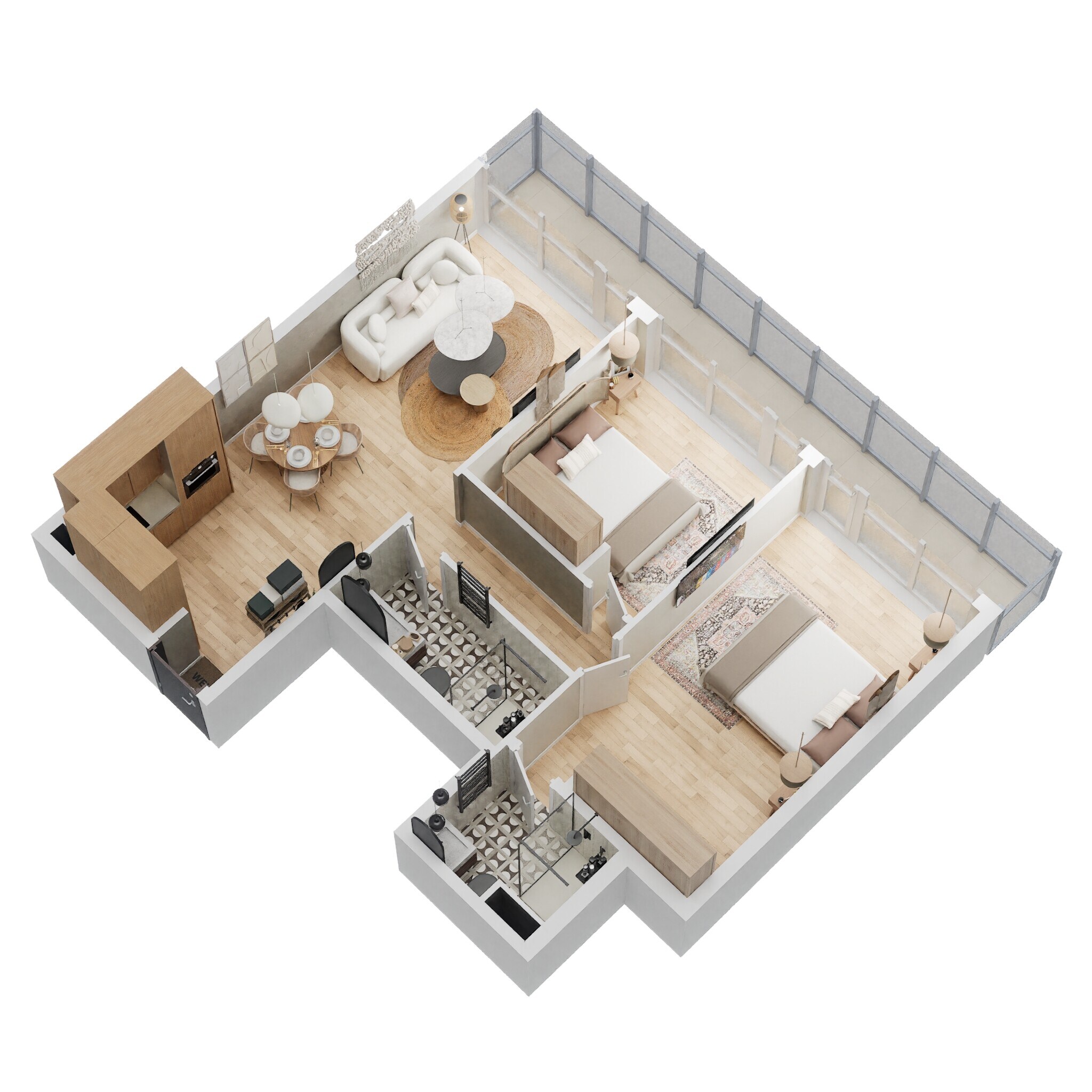2 Beds 1194 Sq. Ft. Apartment