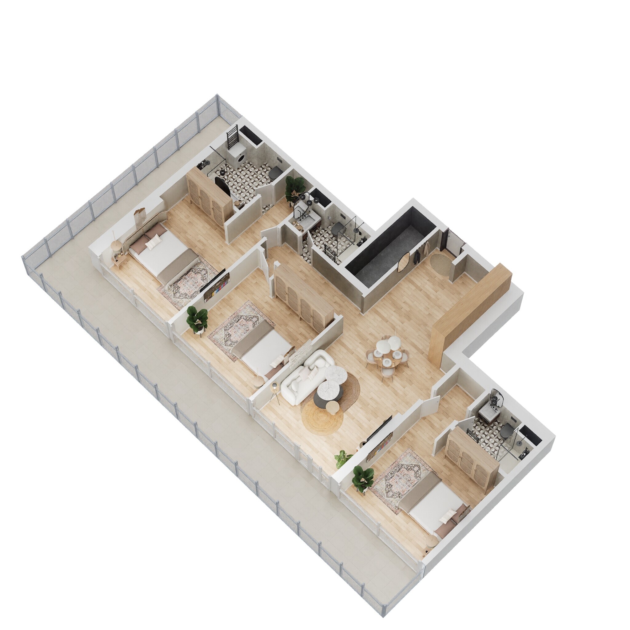 3 Beds 1472 Sq. Ft. Apartment