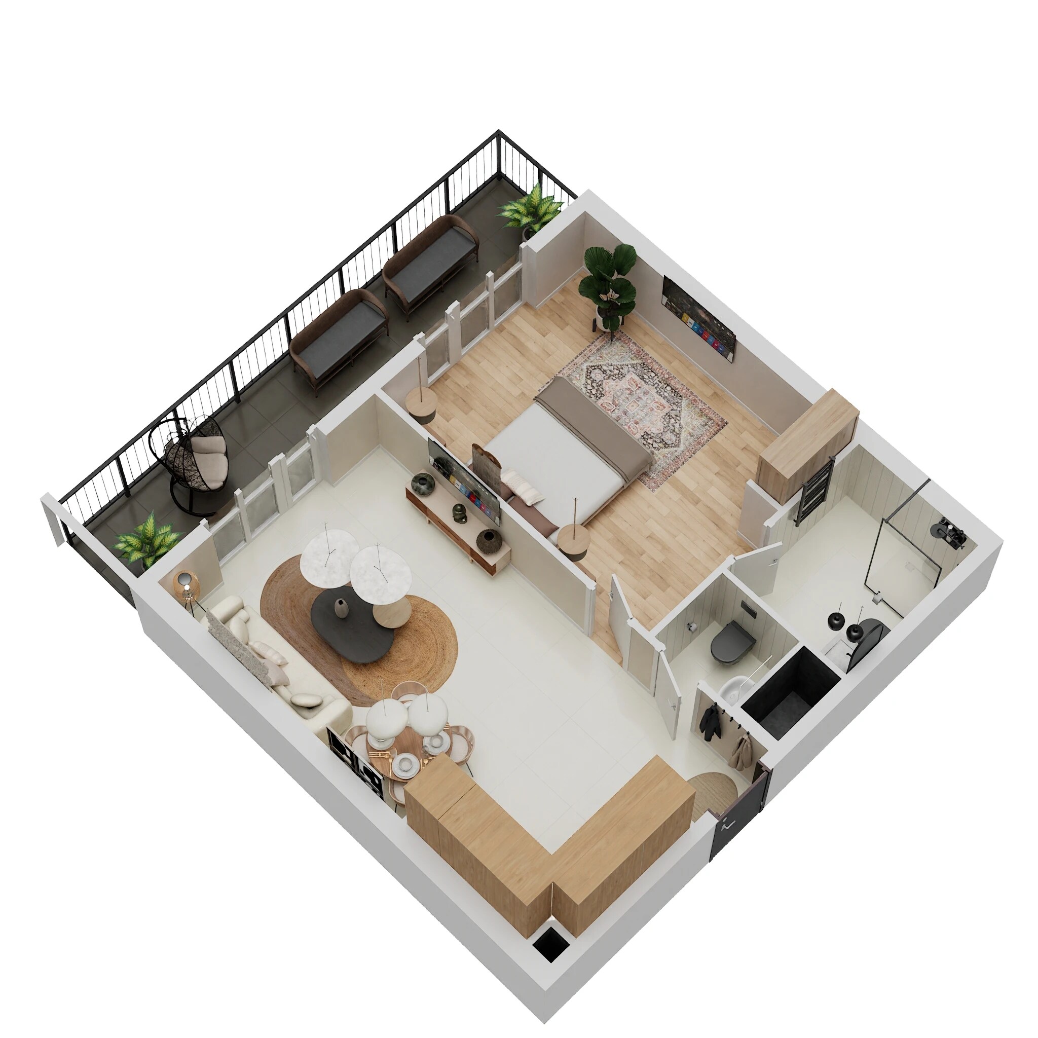 1 Bed 840 Sq. Ft. Apartment