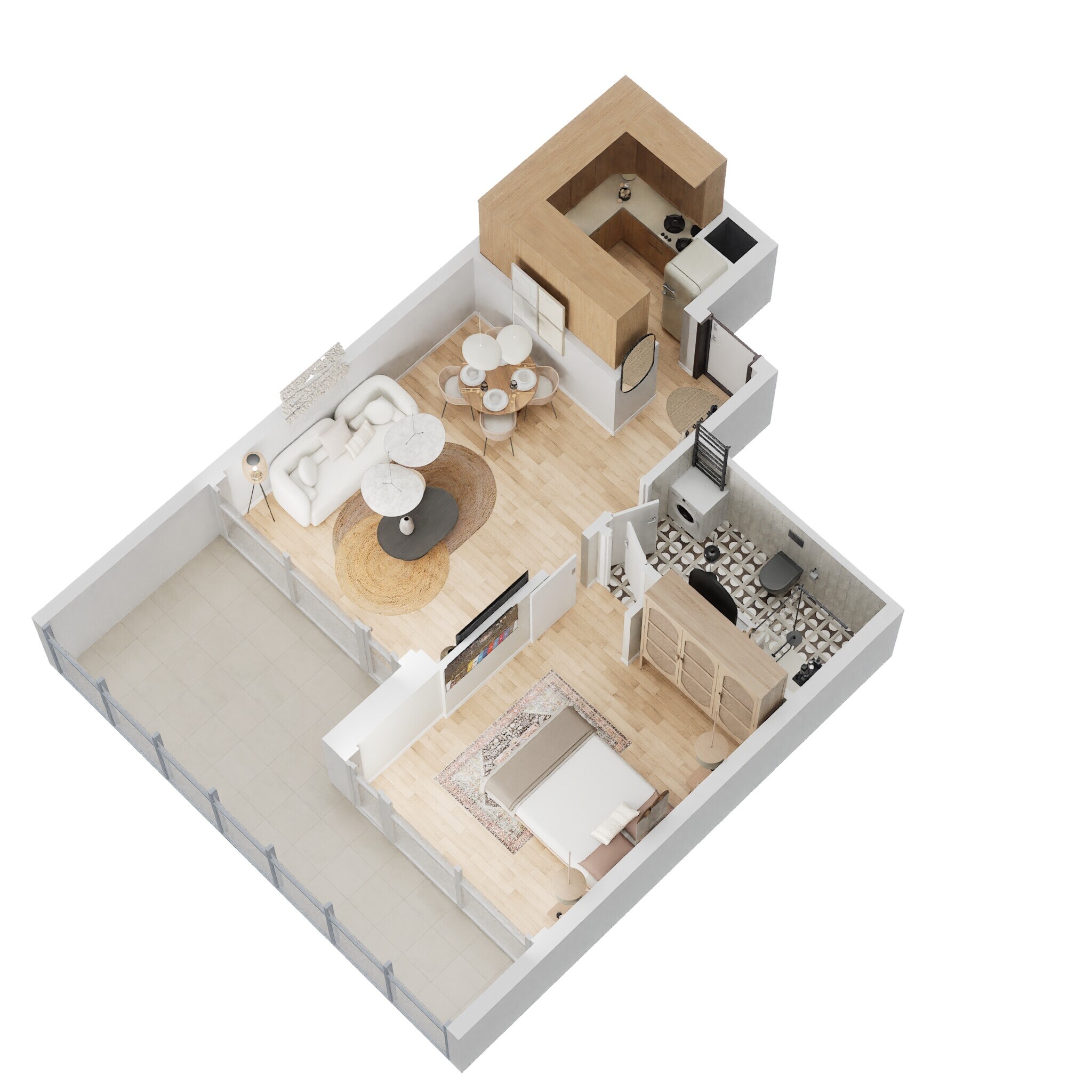 1 Bed 770 Sq. Ft. Apartment