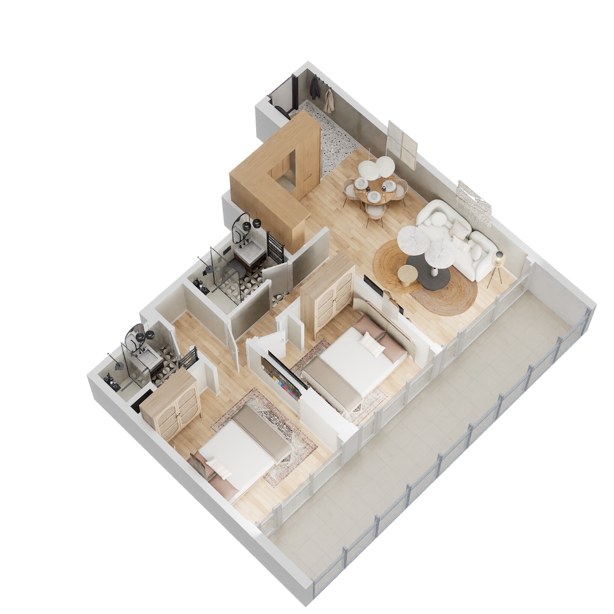 2 Beds 1256 Sq. Ft. Apartment