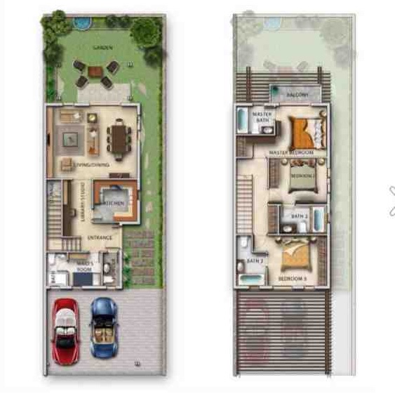 Damac Akoya Relax 3 Beds Layout