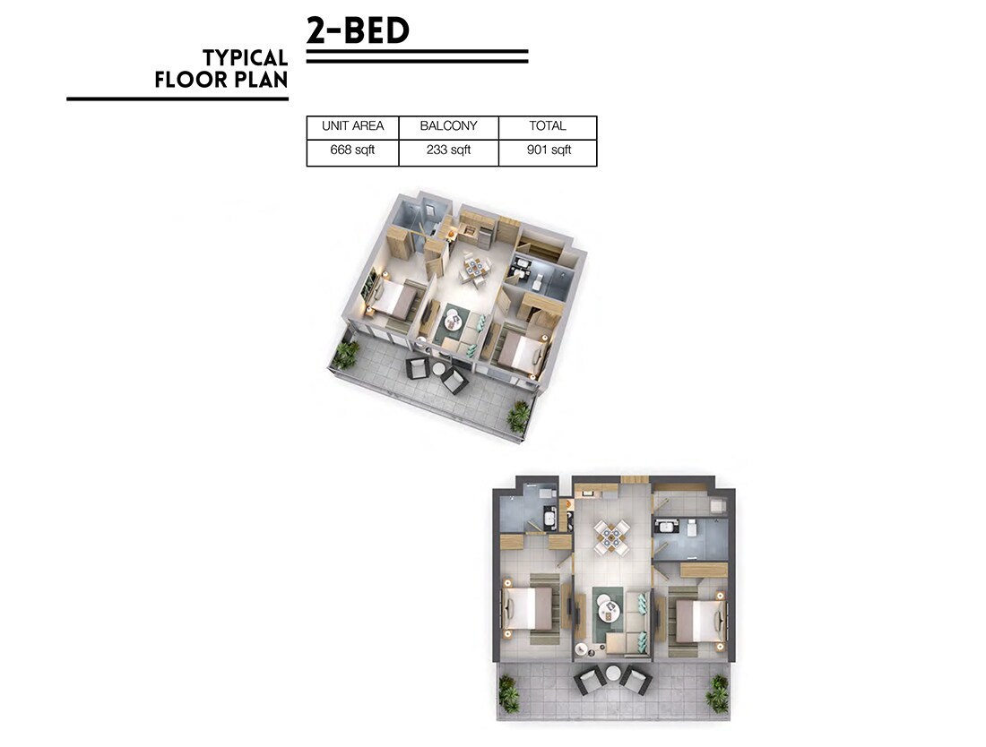 2 Beds 901 Sq. Ft. Apartment