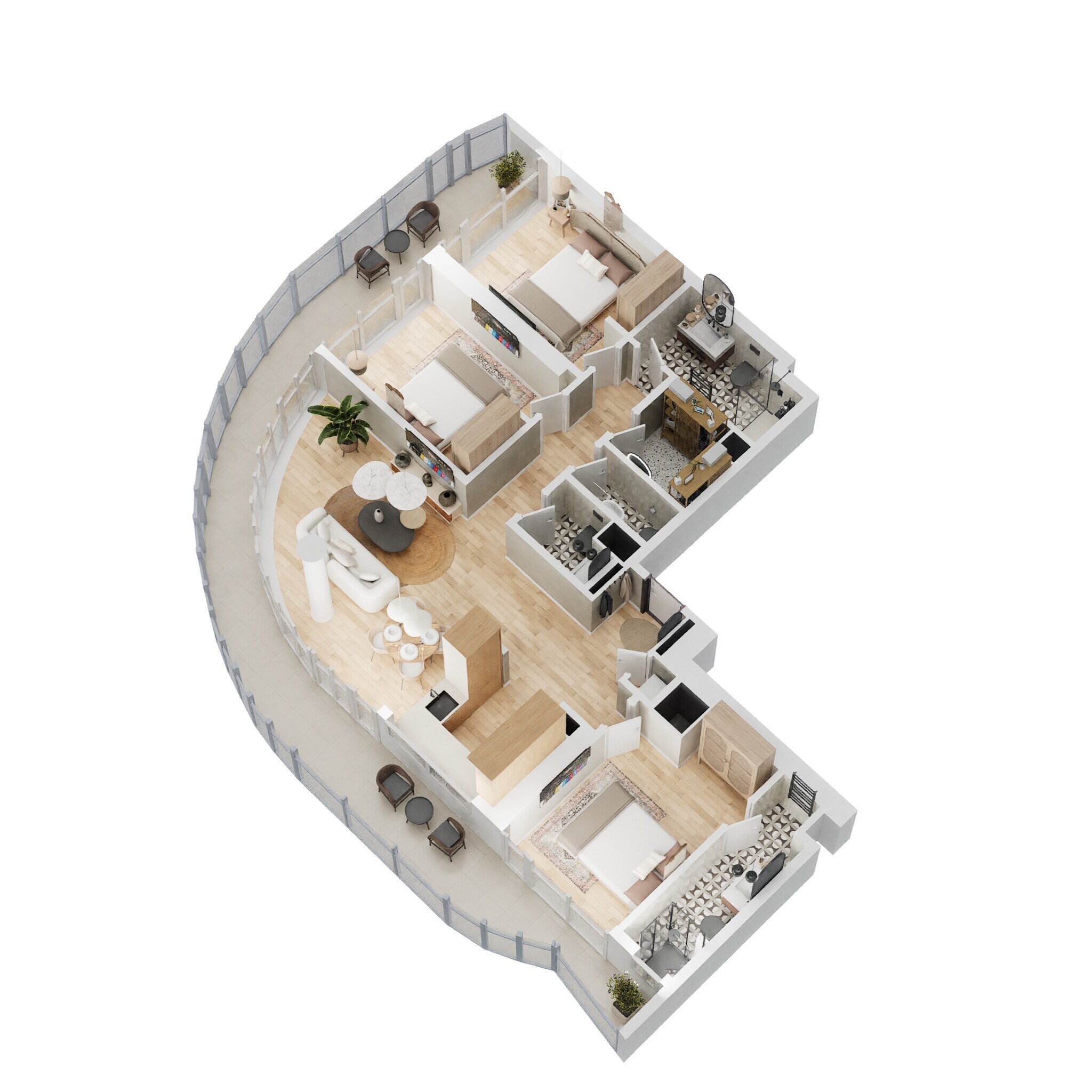3 Beds 1757 Sq. Ft. Apartment