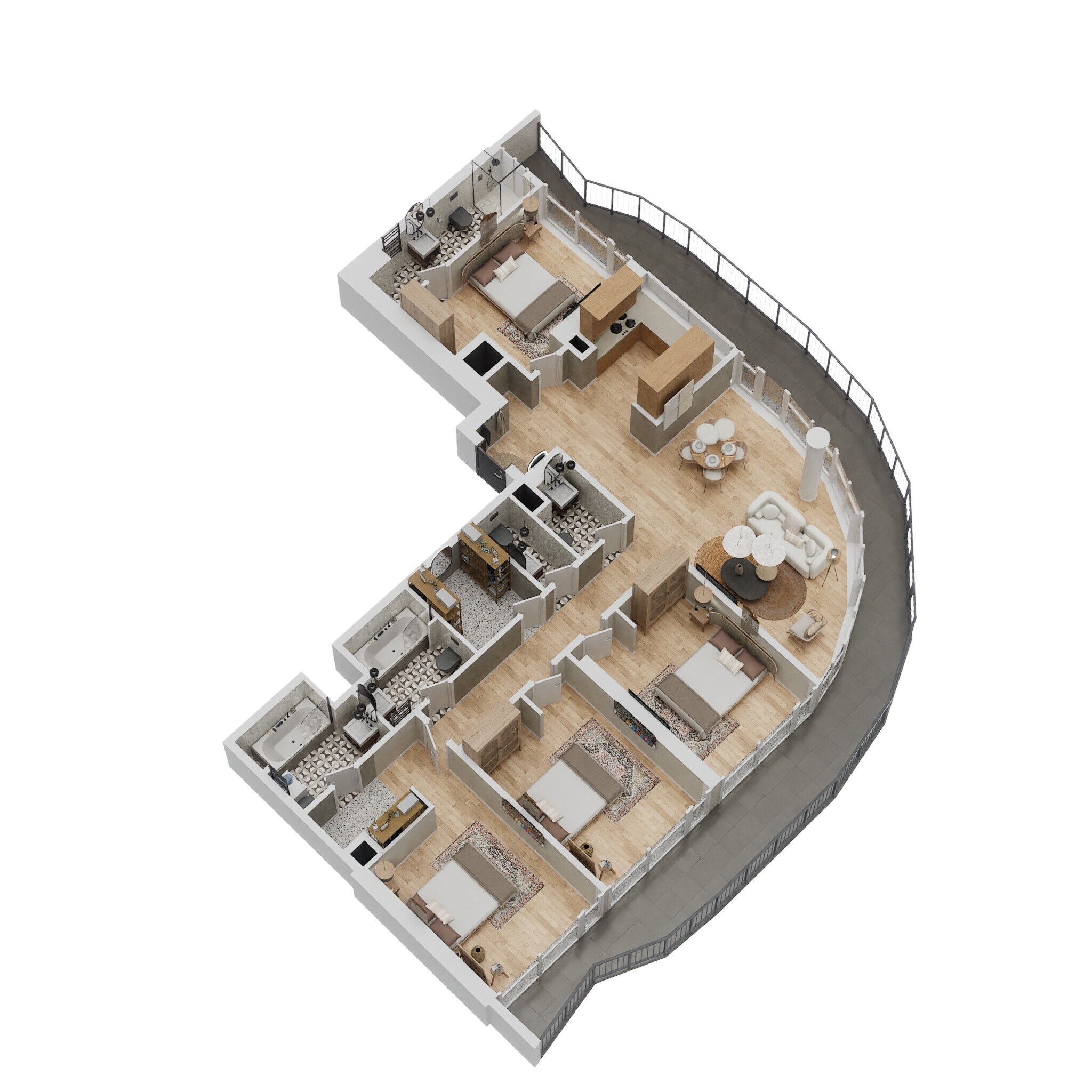 4 Beds 2104 Sq. Ft. Apartment