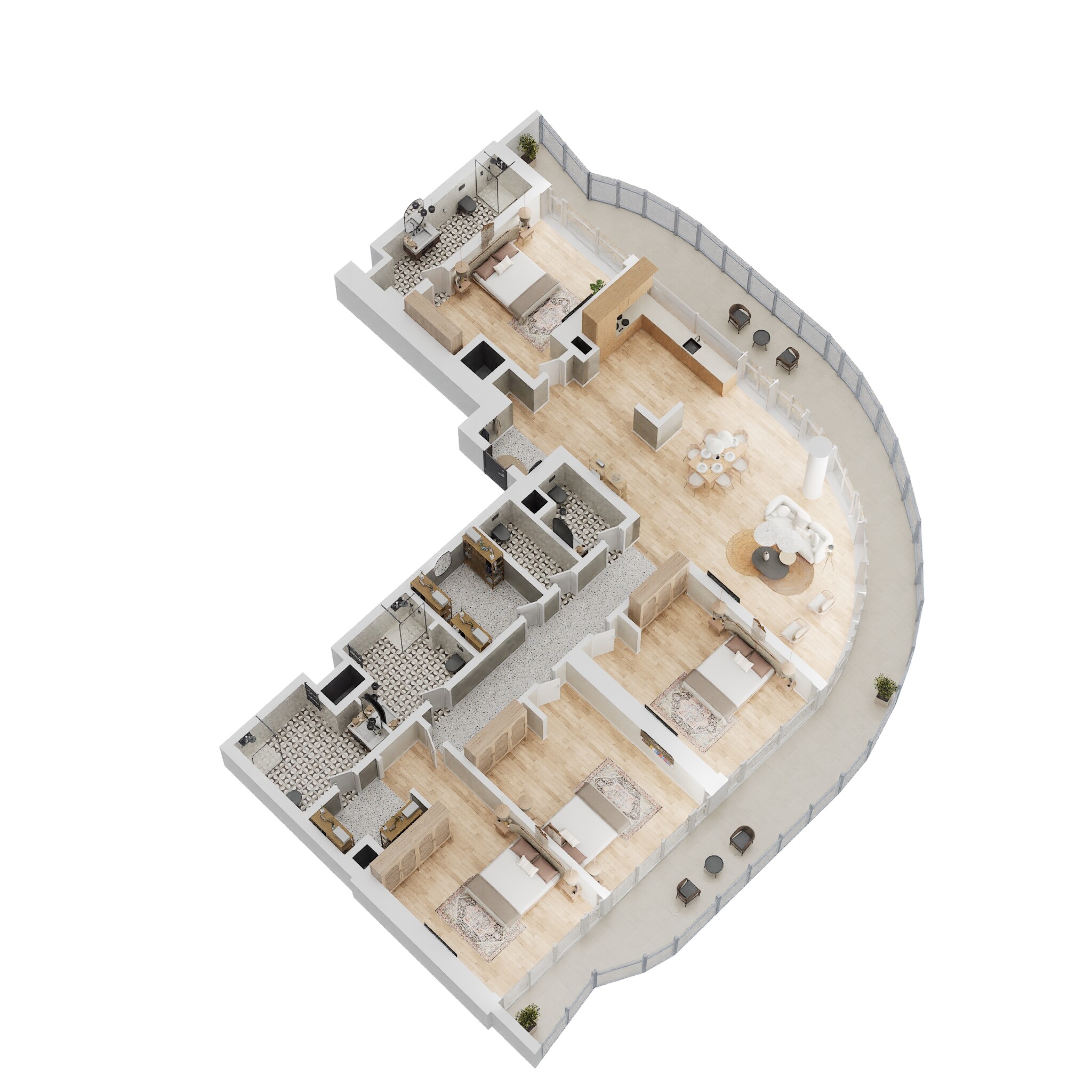 4 Beds 2167 Sq. Ft. Apartment