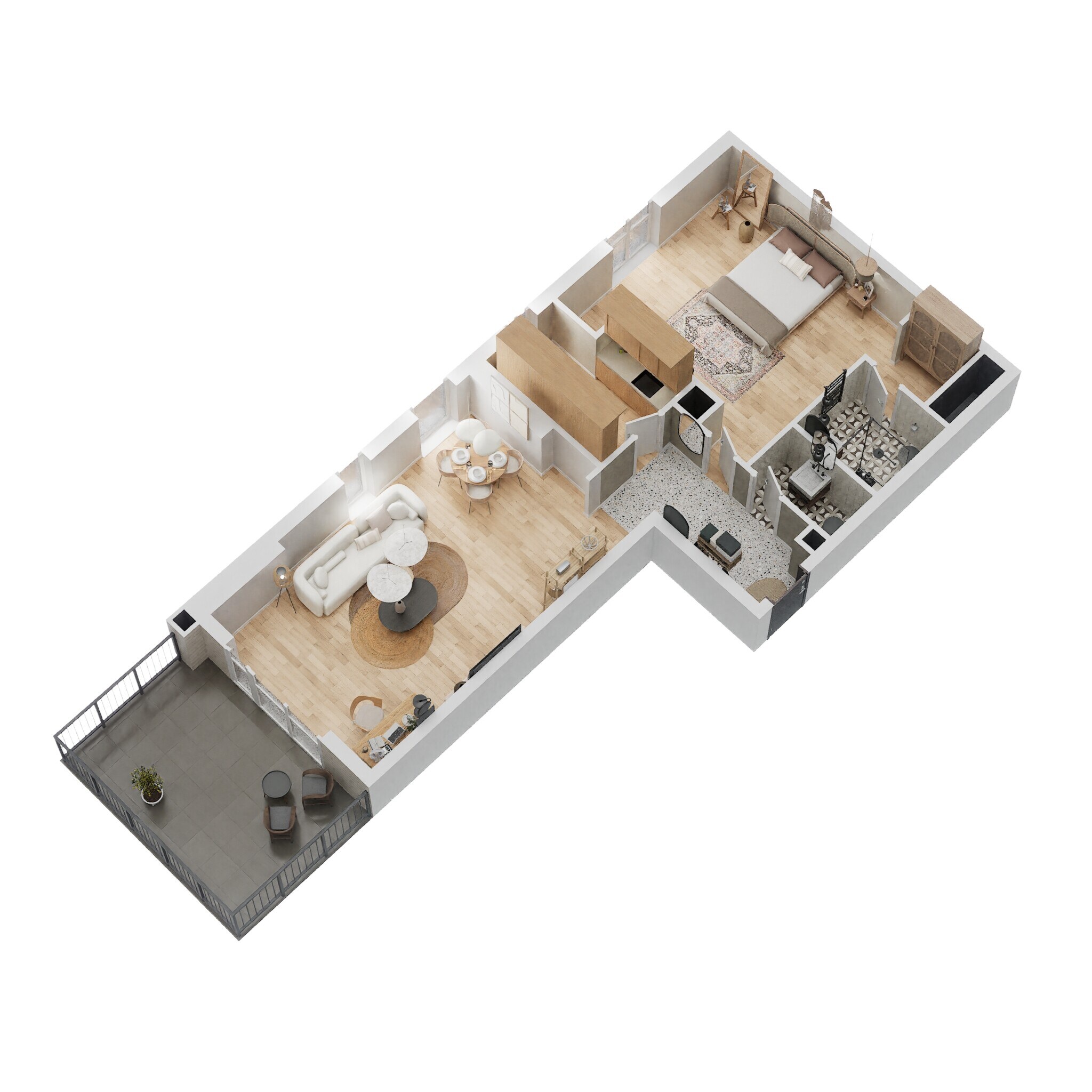 1 Bed 971 Sq. Ft. Apartment