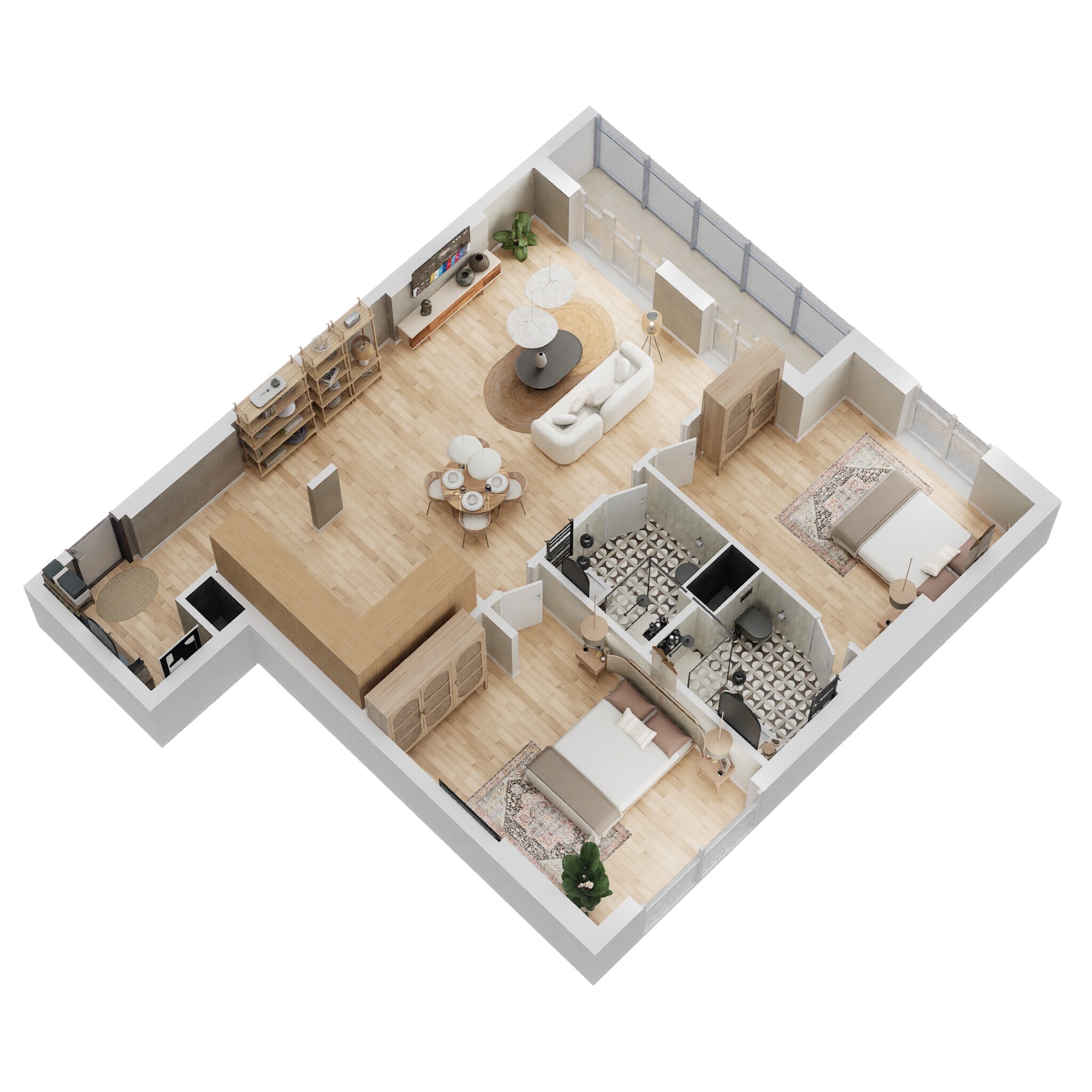 2 Beds 973 Sq. Ft. Apartment