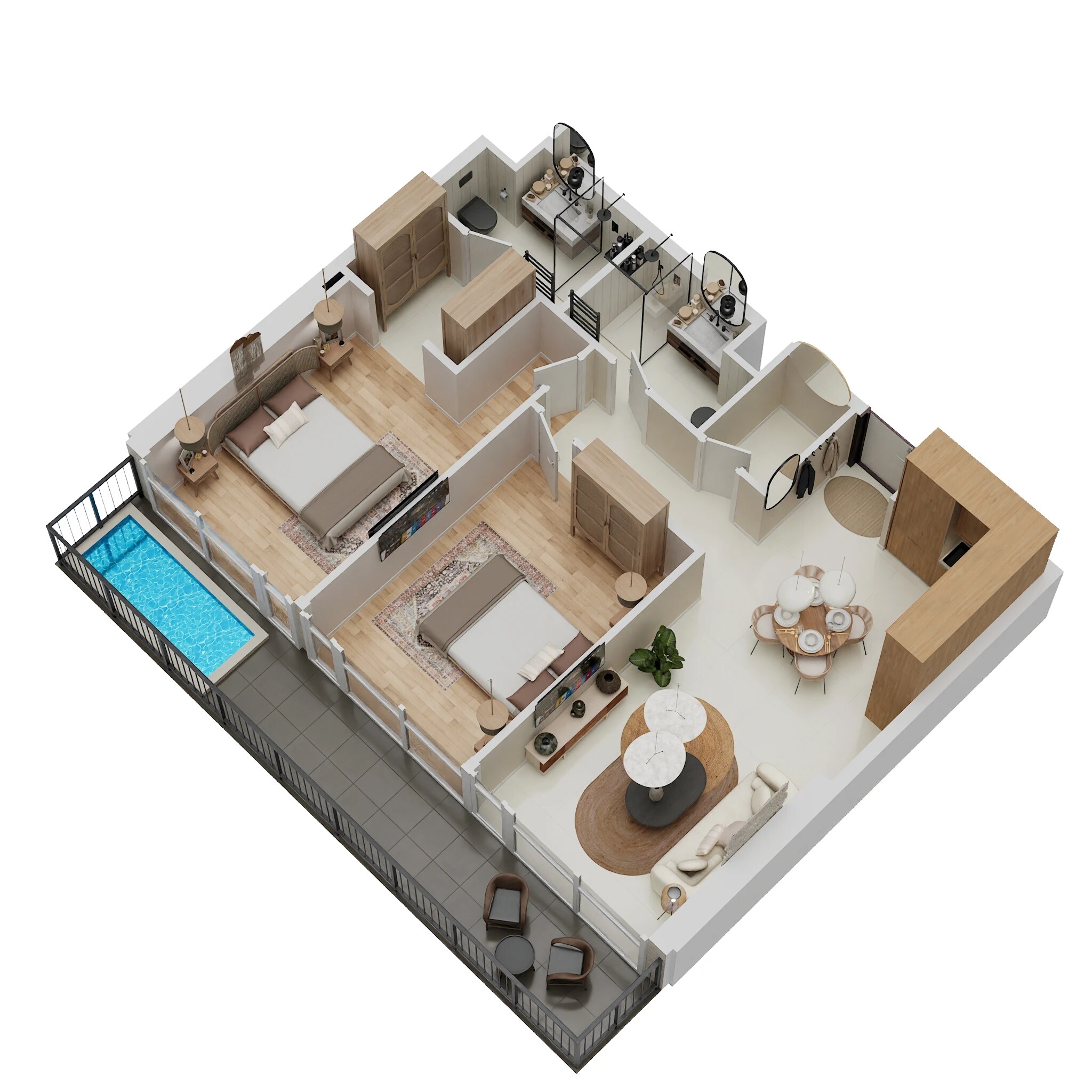 2 Beds 964 Sq. Ft. Apartment