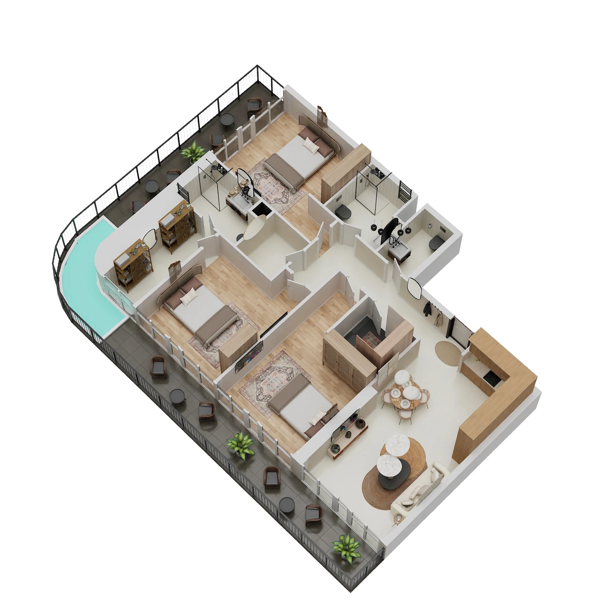3 Beds 1607 Sq. Ft. Apartment