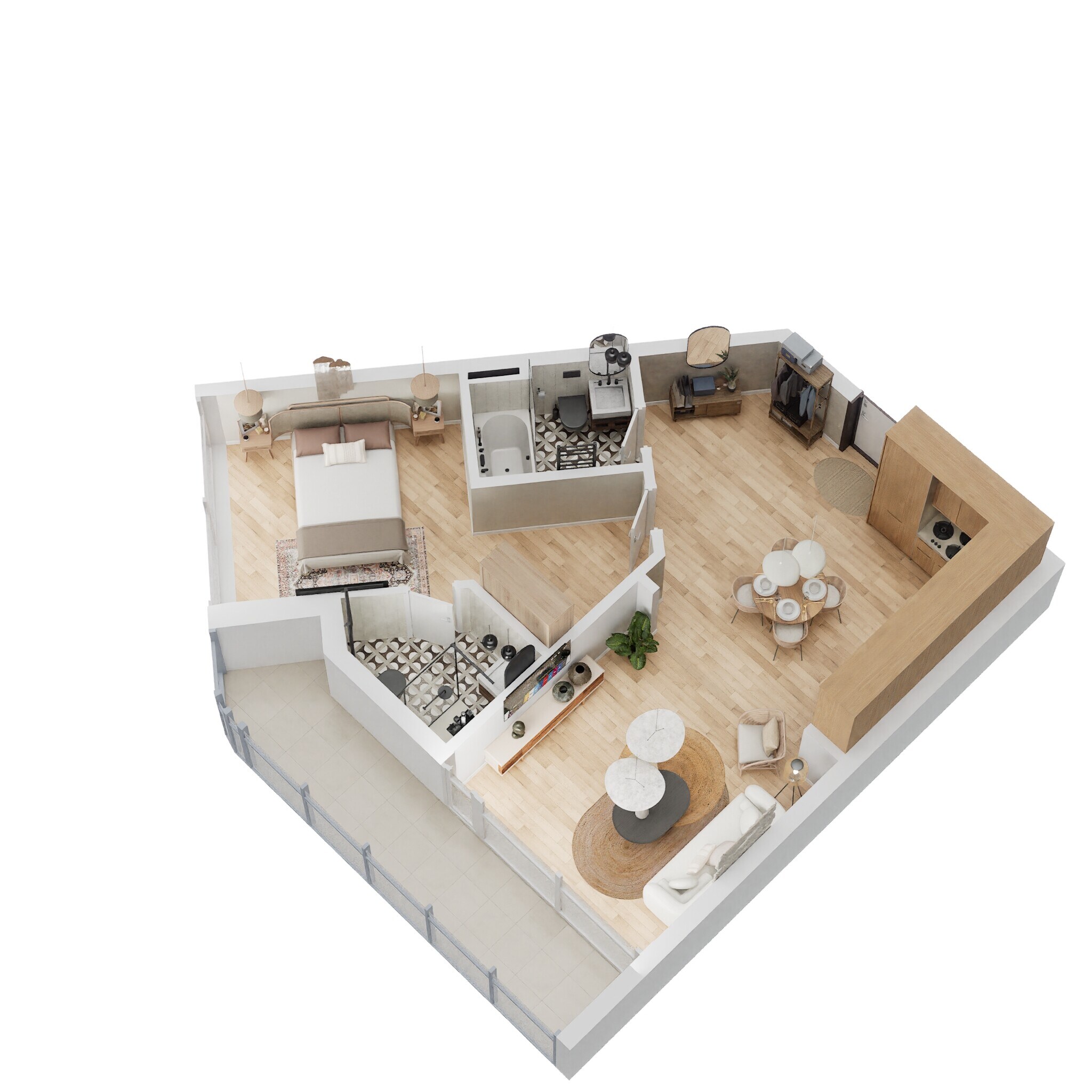 1 Bed 787 Sq. Ft. Apartment