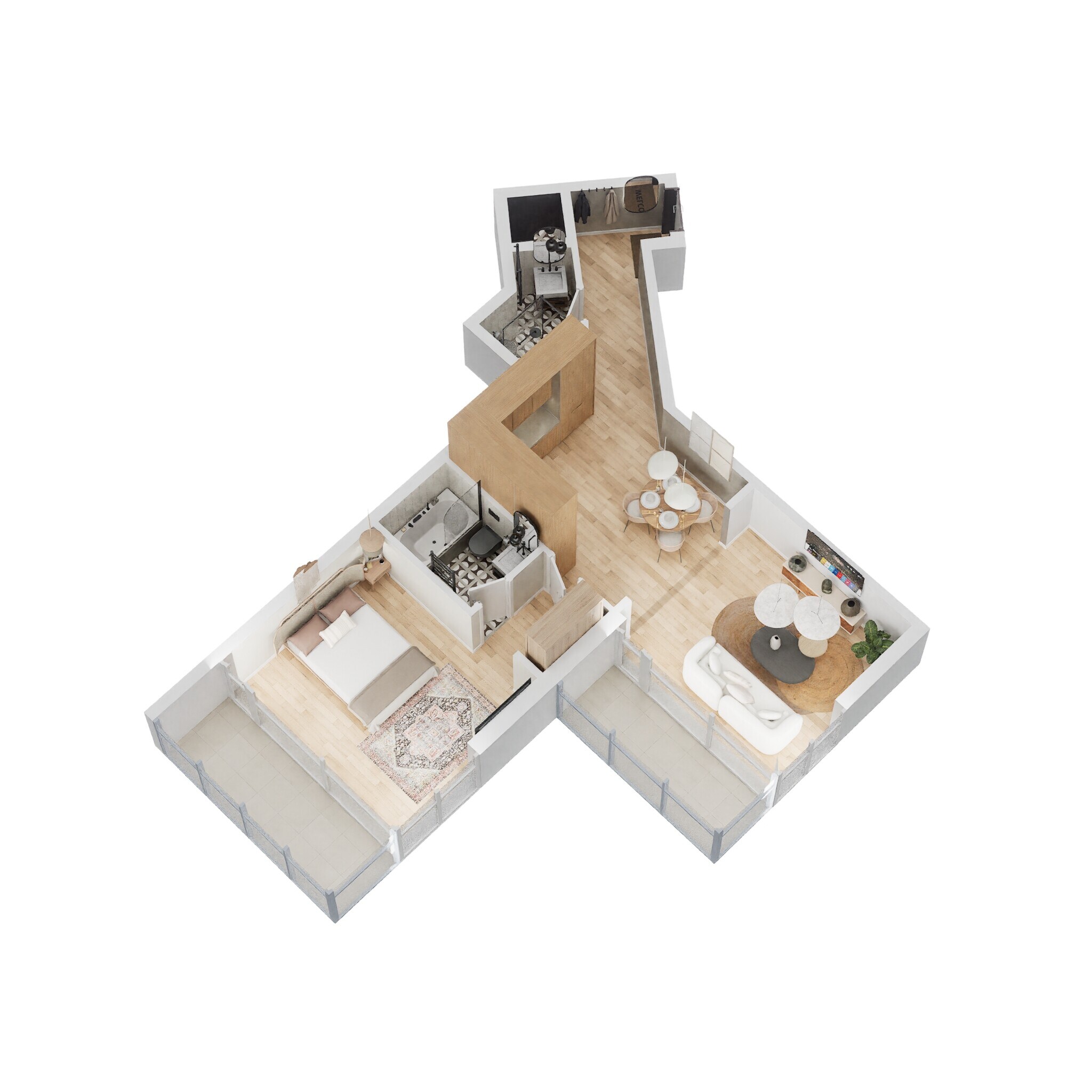 1 Bed 854 Sq. Ft. Apartment