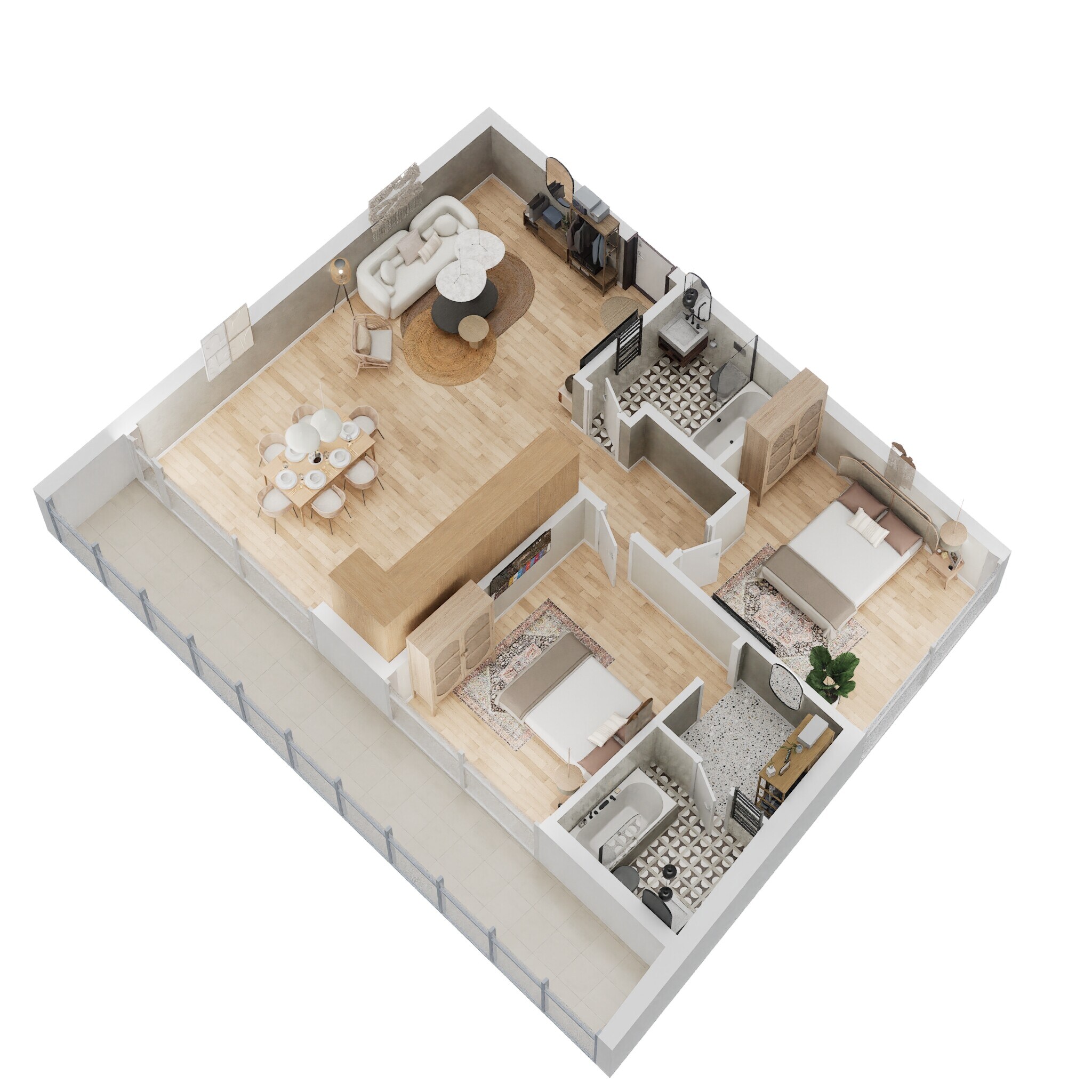2 Beds 1141 Sq. Ft. Apartment