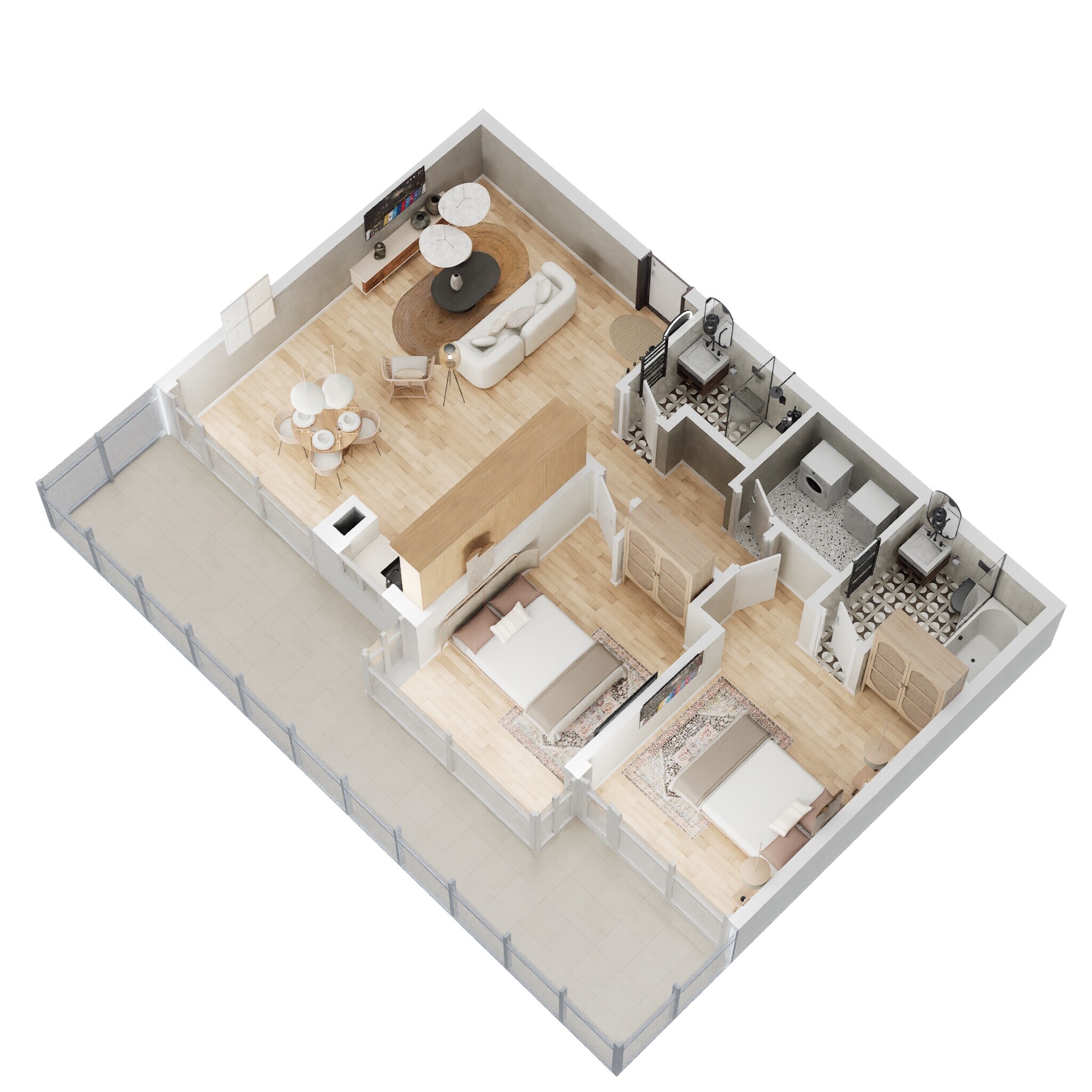 2 Beds 1148 Sq. Ft. Apartment