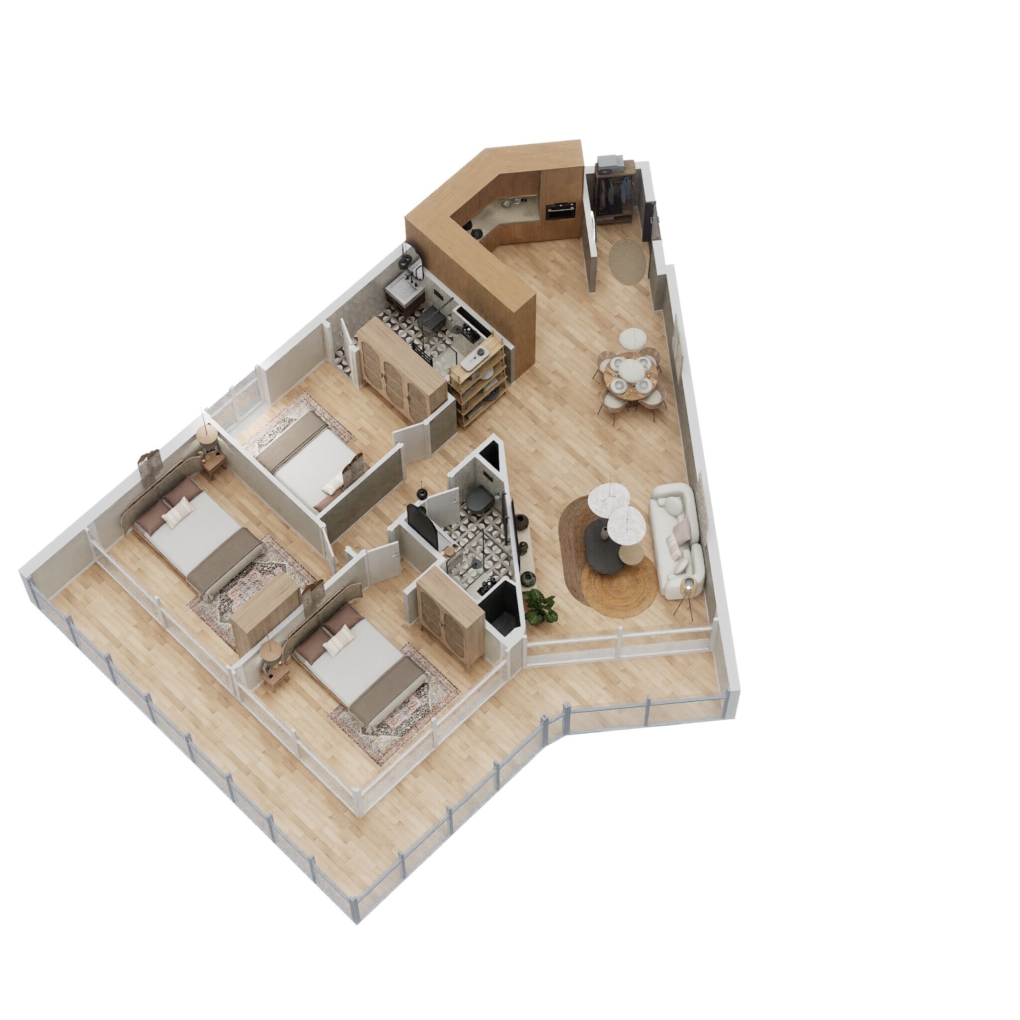 3 Beds 1365 Sq. Ft. Apartment
