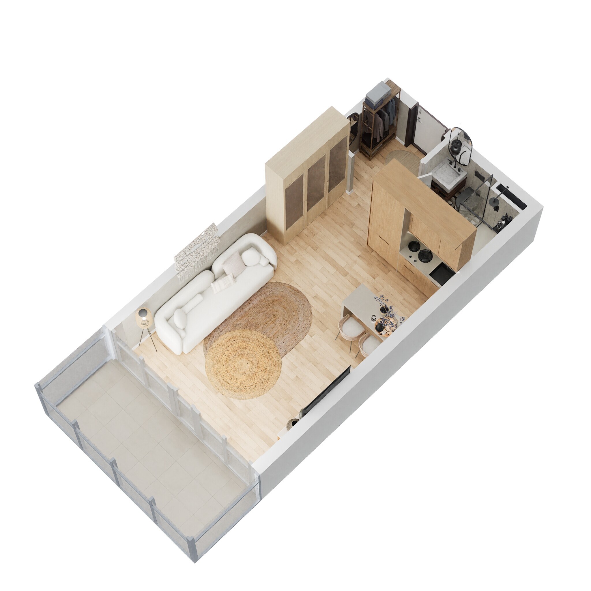 1 Bed 412 Sq. Ft. Apartment