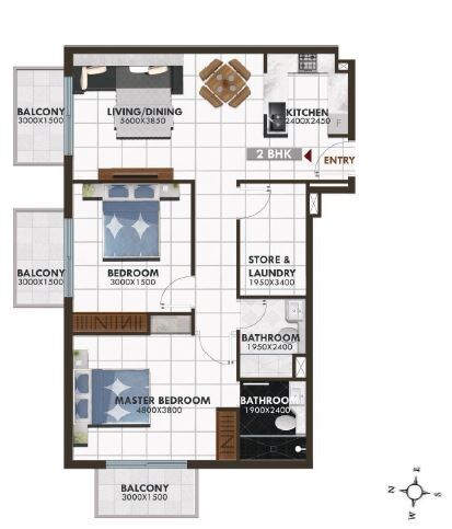 2 Beds 1145 Sq. Ft. Apartment
