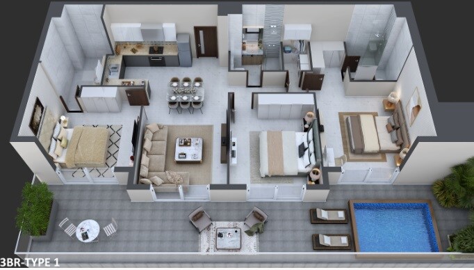 3 Beds 1662 Sq. Ft. Apartment