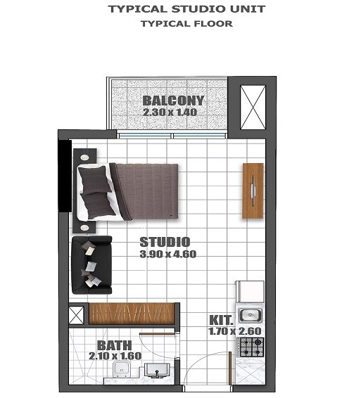 352 Sq. Ft. Studio