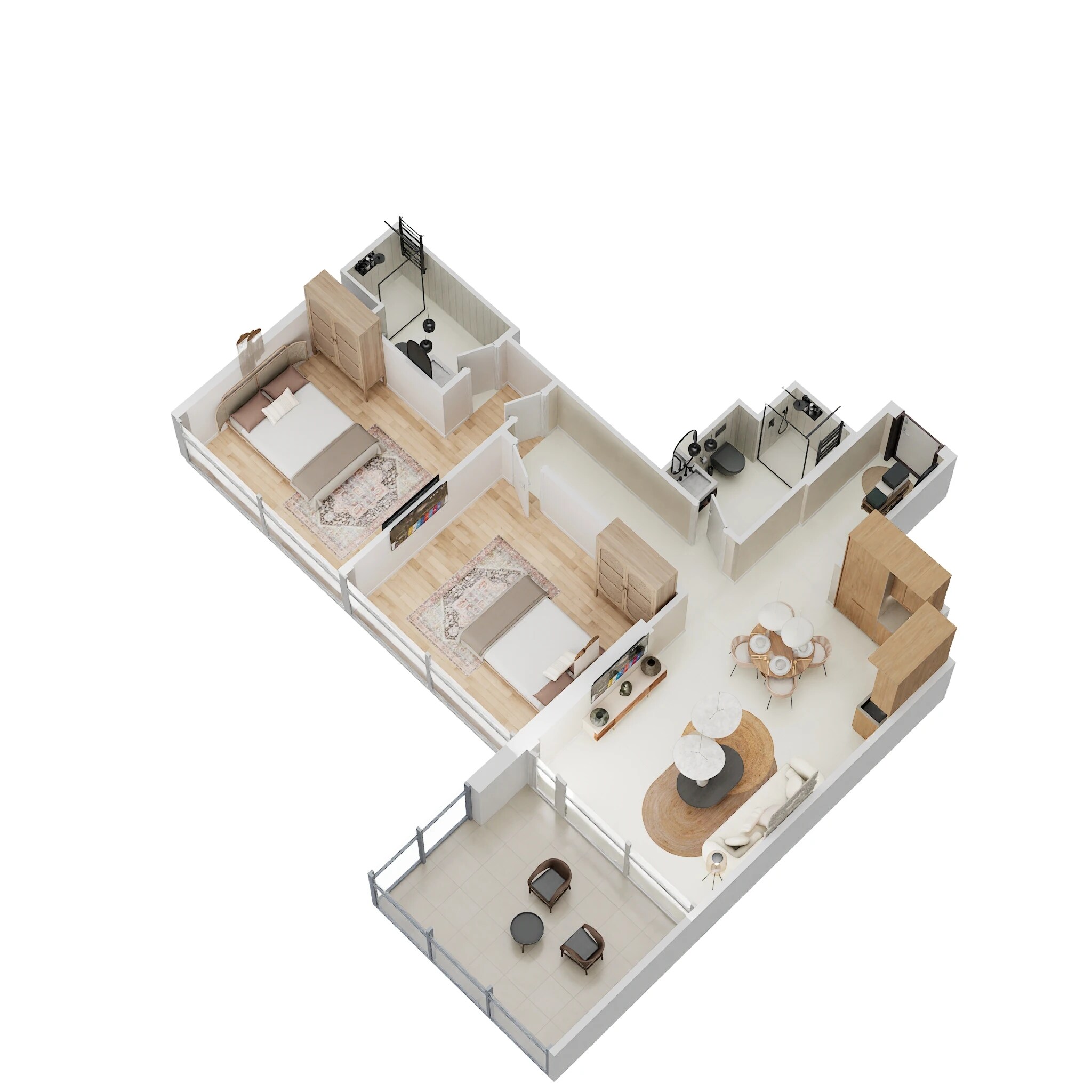 2 Beds 800 Sq. Ft. Apartment