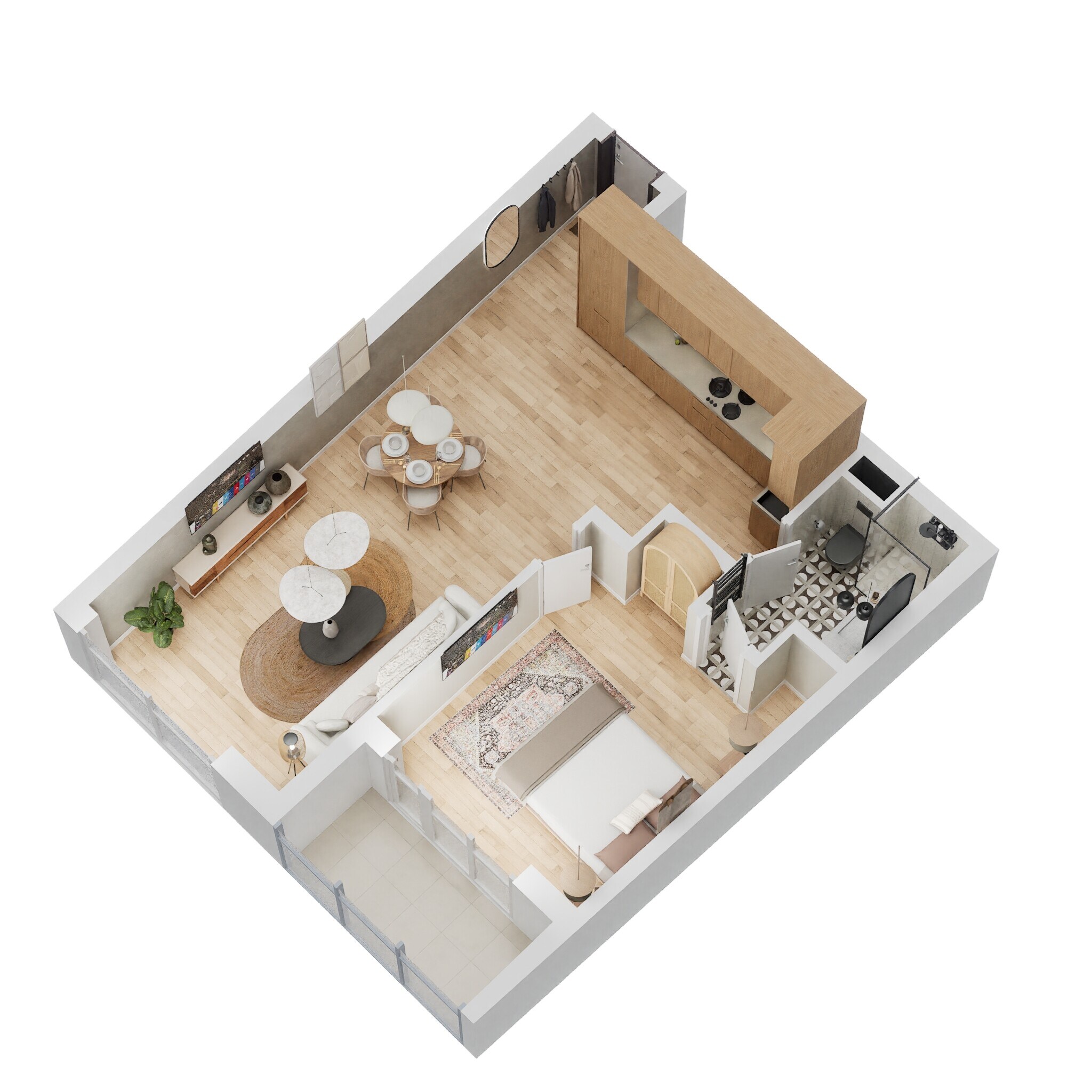 1 Bed 676 Sq. Ft. Apartment