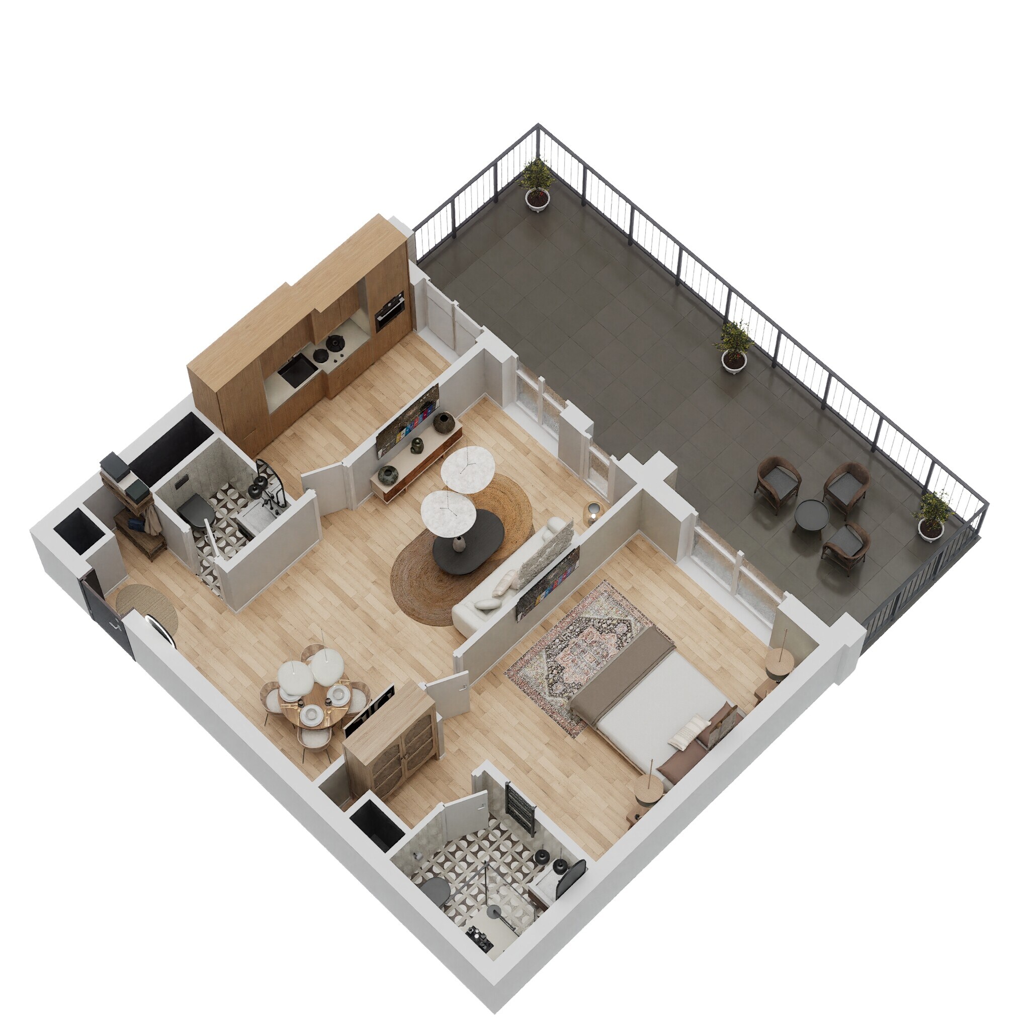 1 Bed 717 Sq. Ft. Apartment