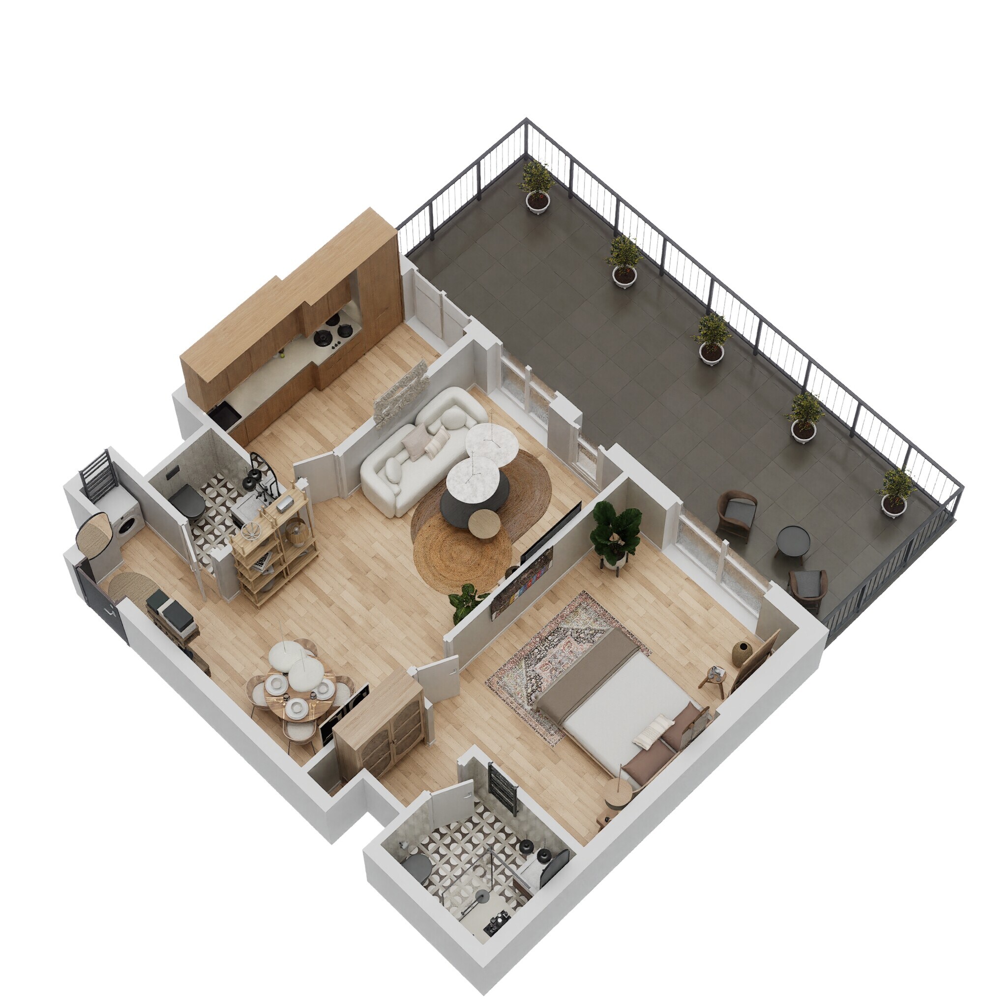 1 Bed 974 Sq. Ft. Apartment