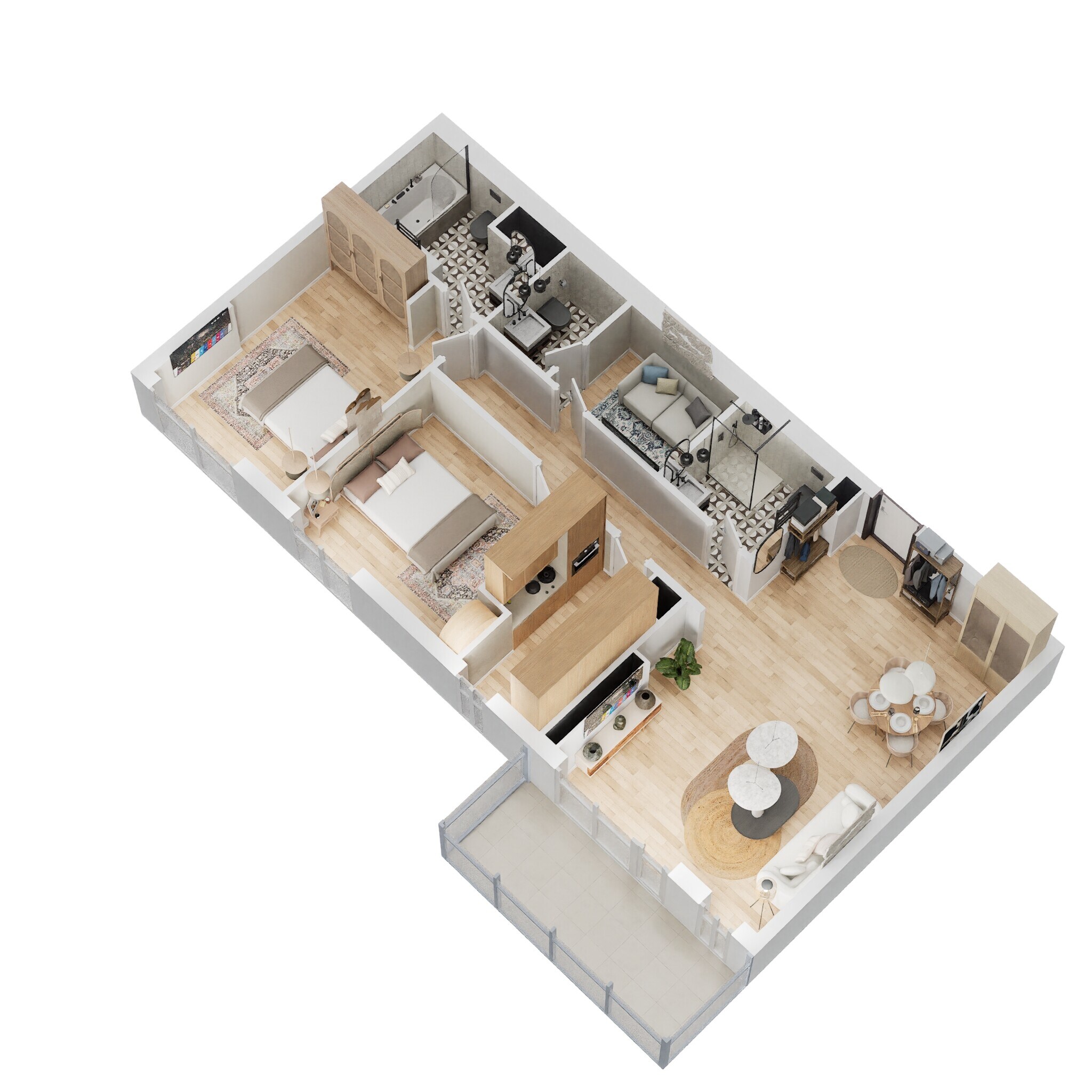 2 Beds 1059 Sq. Ft. Apartment