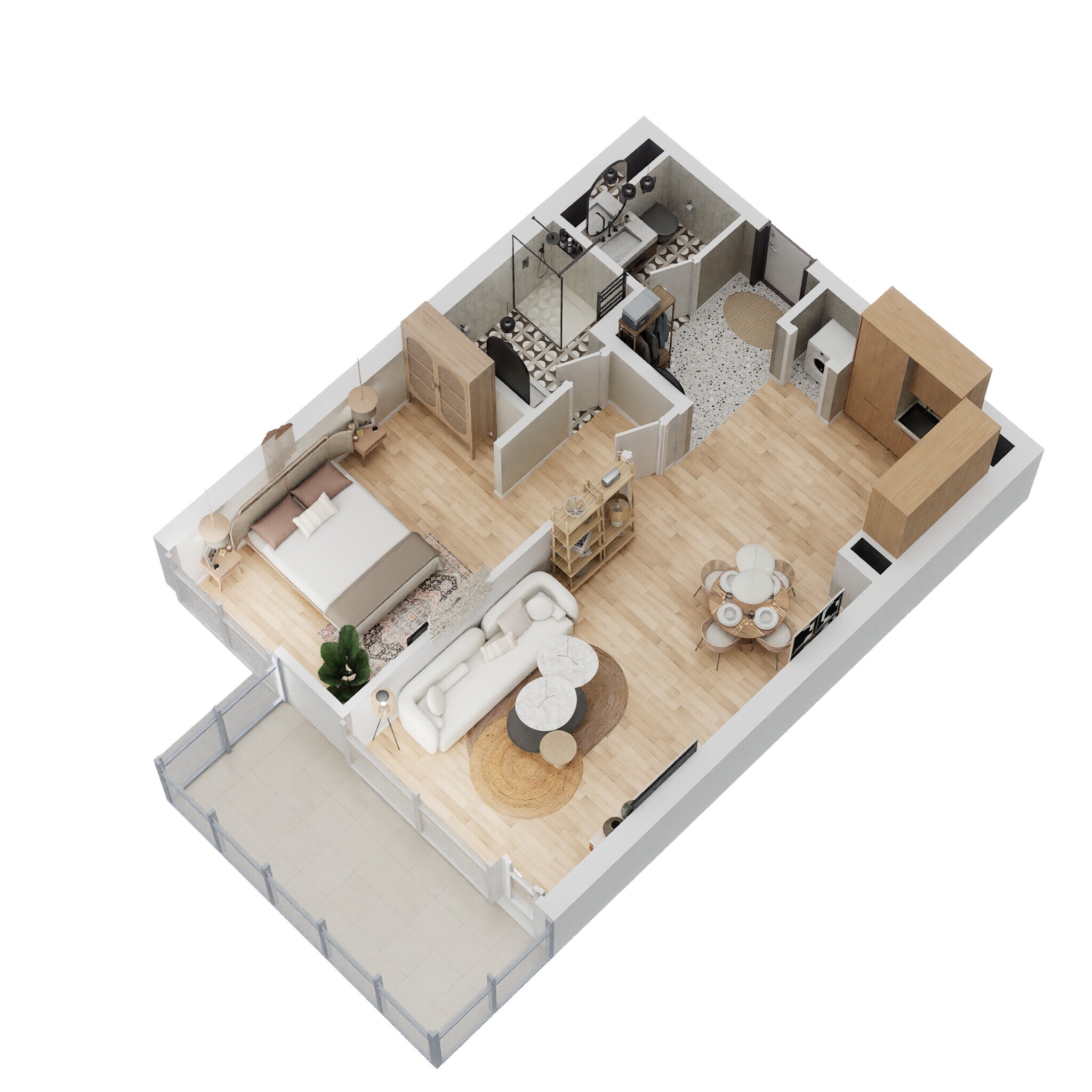 1 Bed 798 Sq. Ft. Apartment