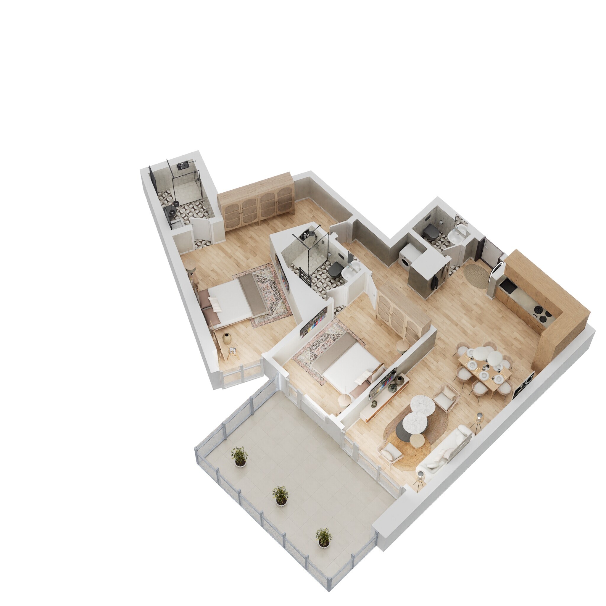 2 Beds 1305 Sq. Ft. Apartment