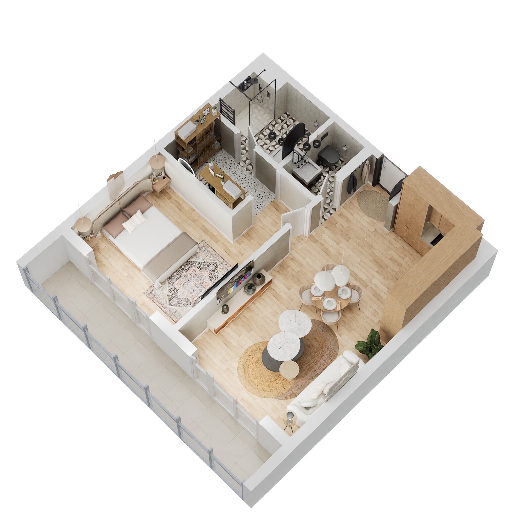 1 Bed 810 Sq. Ft. Apartment