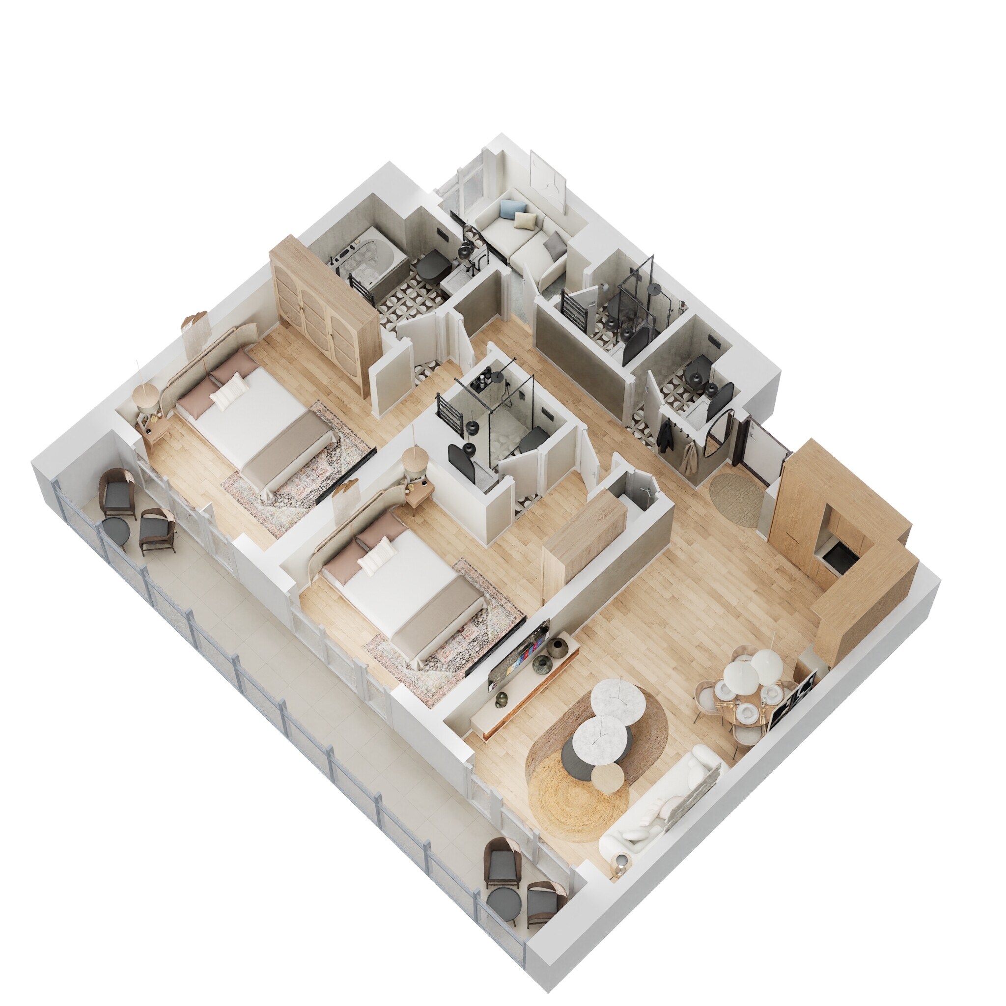 2 Beds 1200 Sq. Ft. Apartment