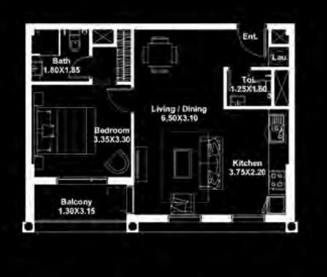 1 Bed 656 Sq. Ft. Apartment